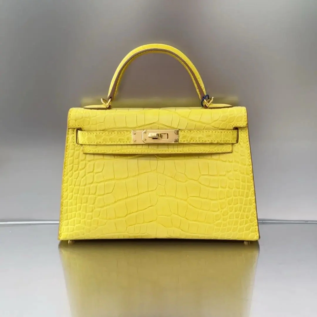 Mini Kelly II｜M9 Mimosa 金盏花，雾面短吻鳄，99新
