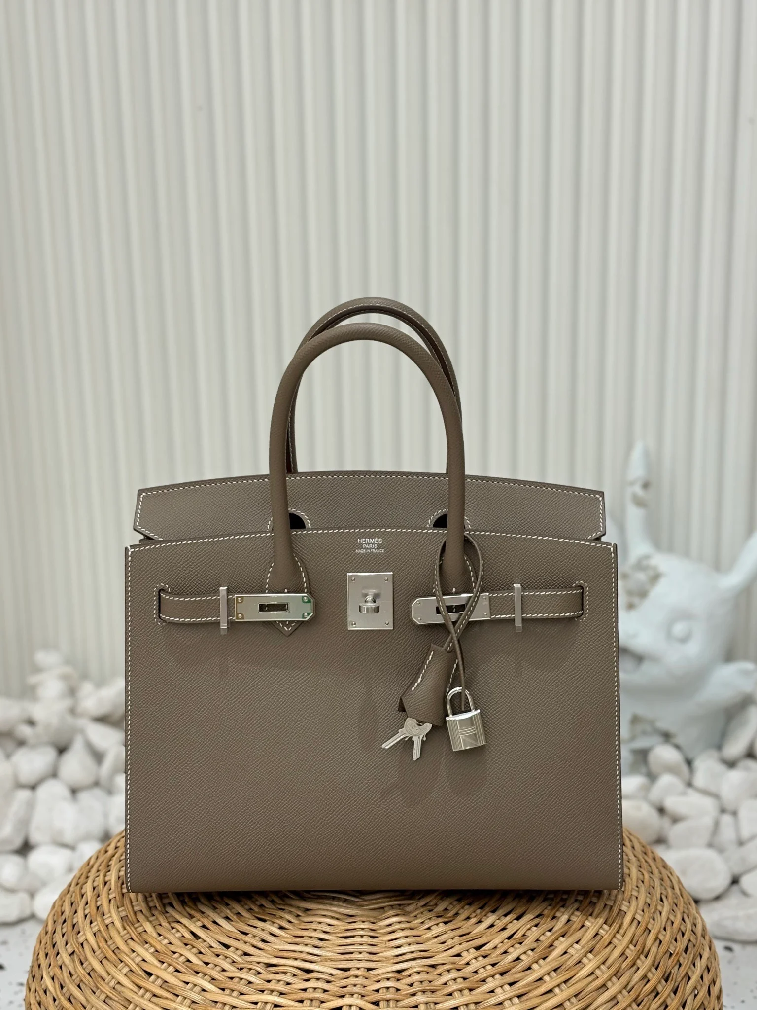 Birkin 30｜大象灰，Epsom小牛皮，银扣，U刻，未使用