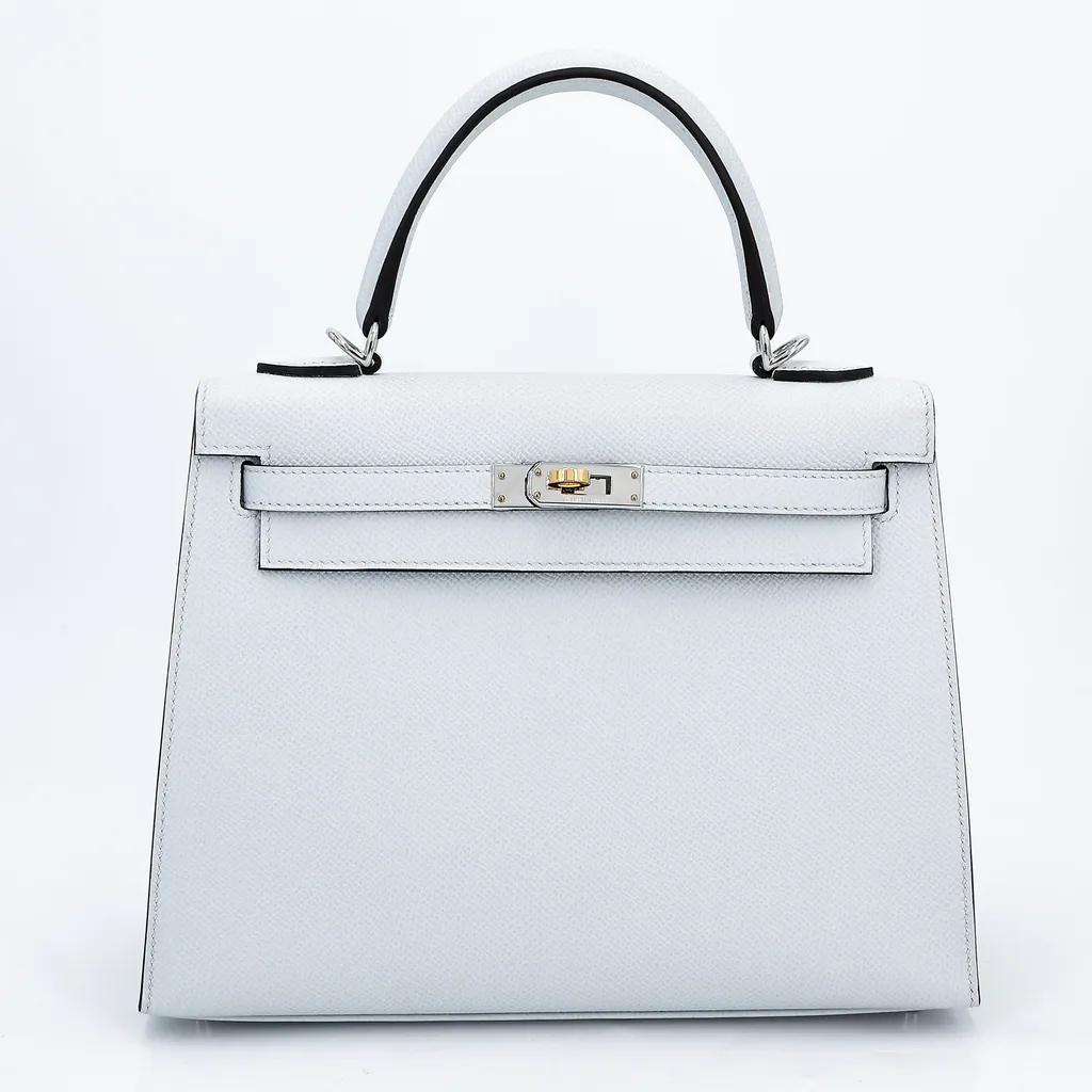 Kelly 25 Sellier Gris Platine (N4)