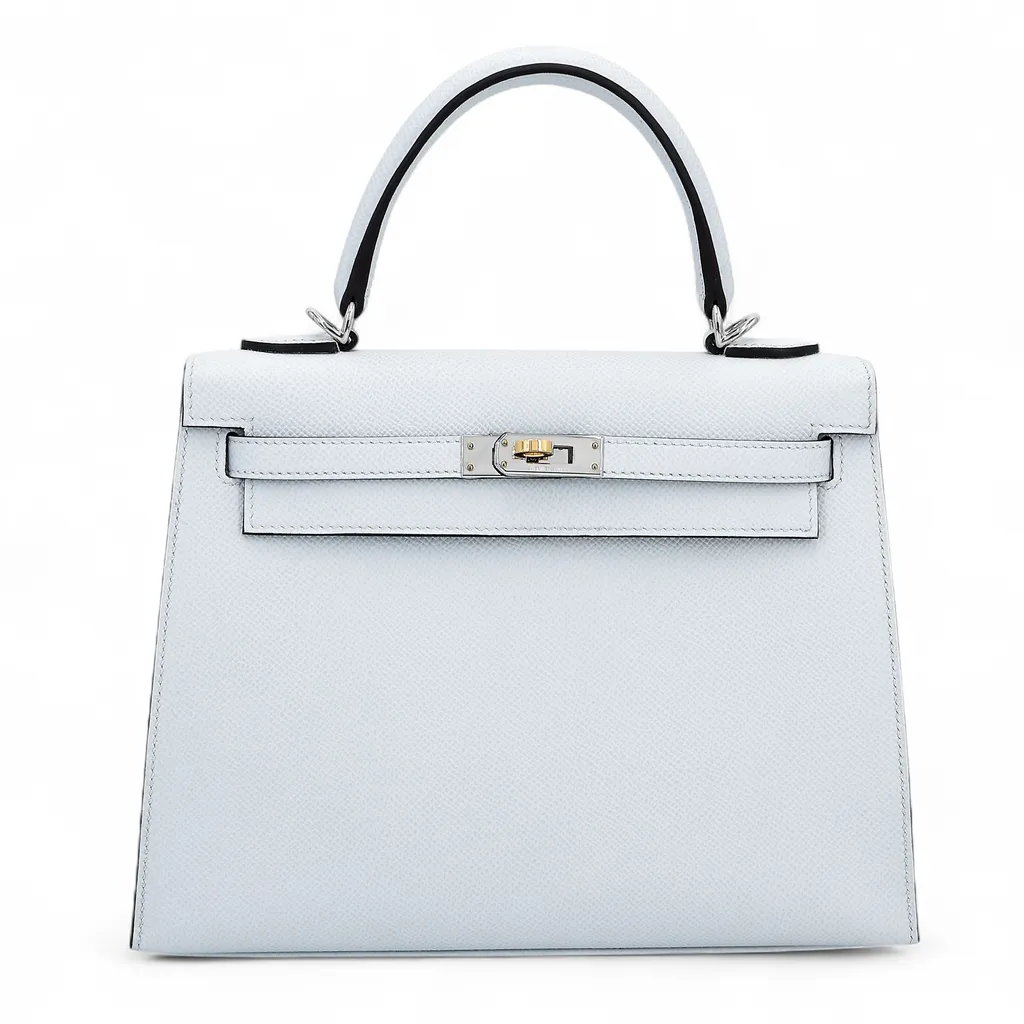 Kelly 25 Sellier Gris Platine (N4)