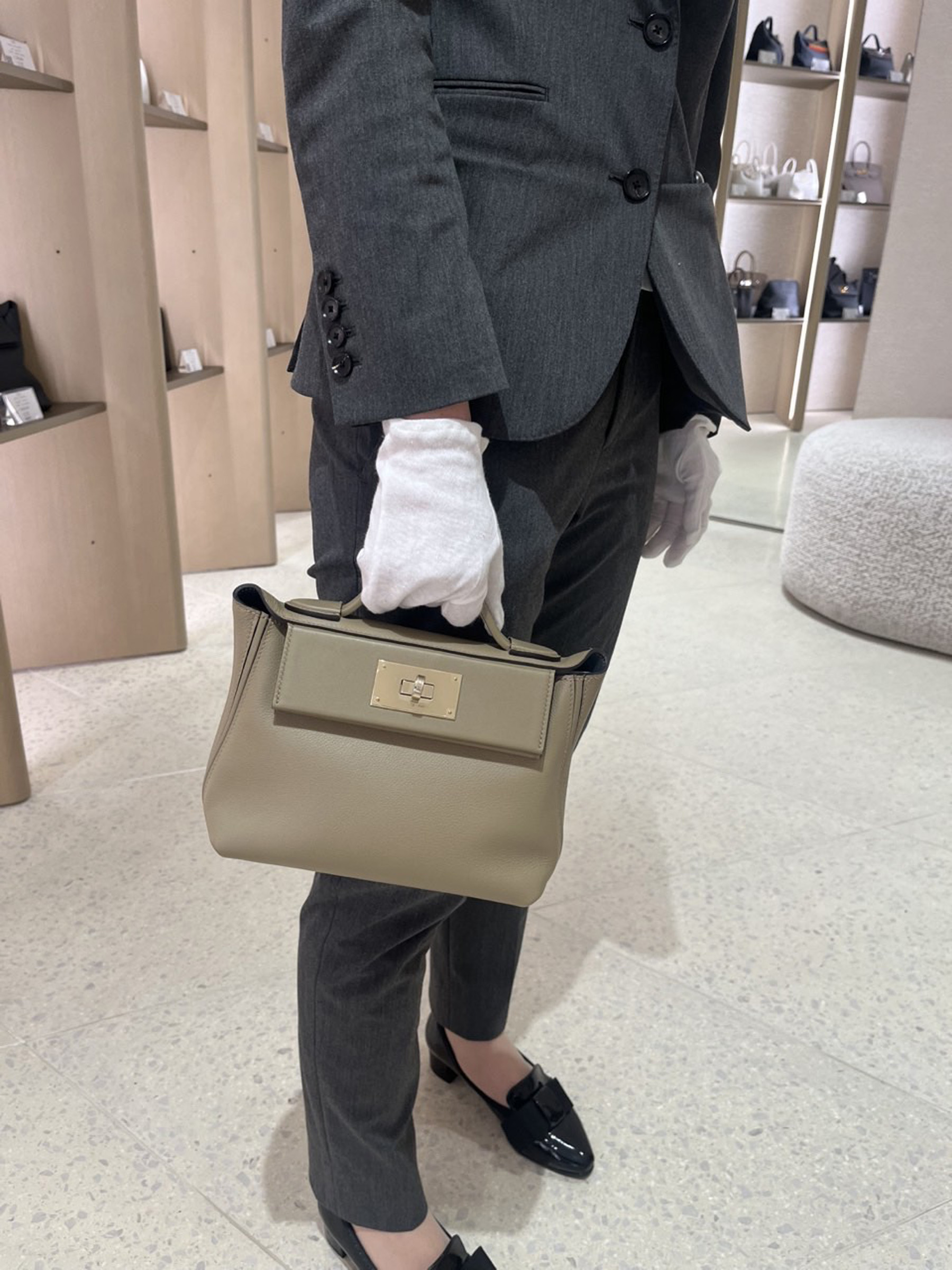 Very Good ( Rank A) HERMÈS 24/24 - 21 mini Beige Marfa (8Q) Gris