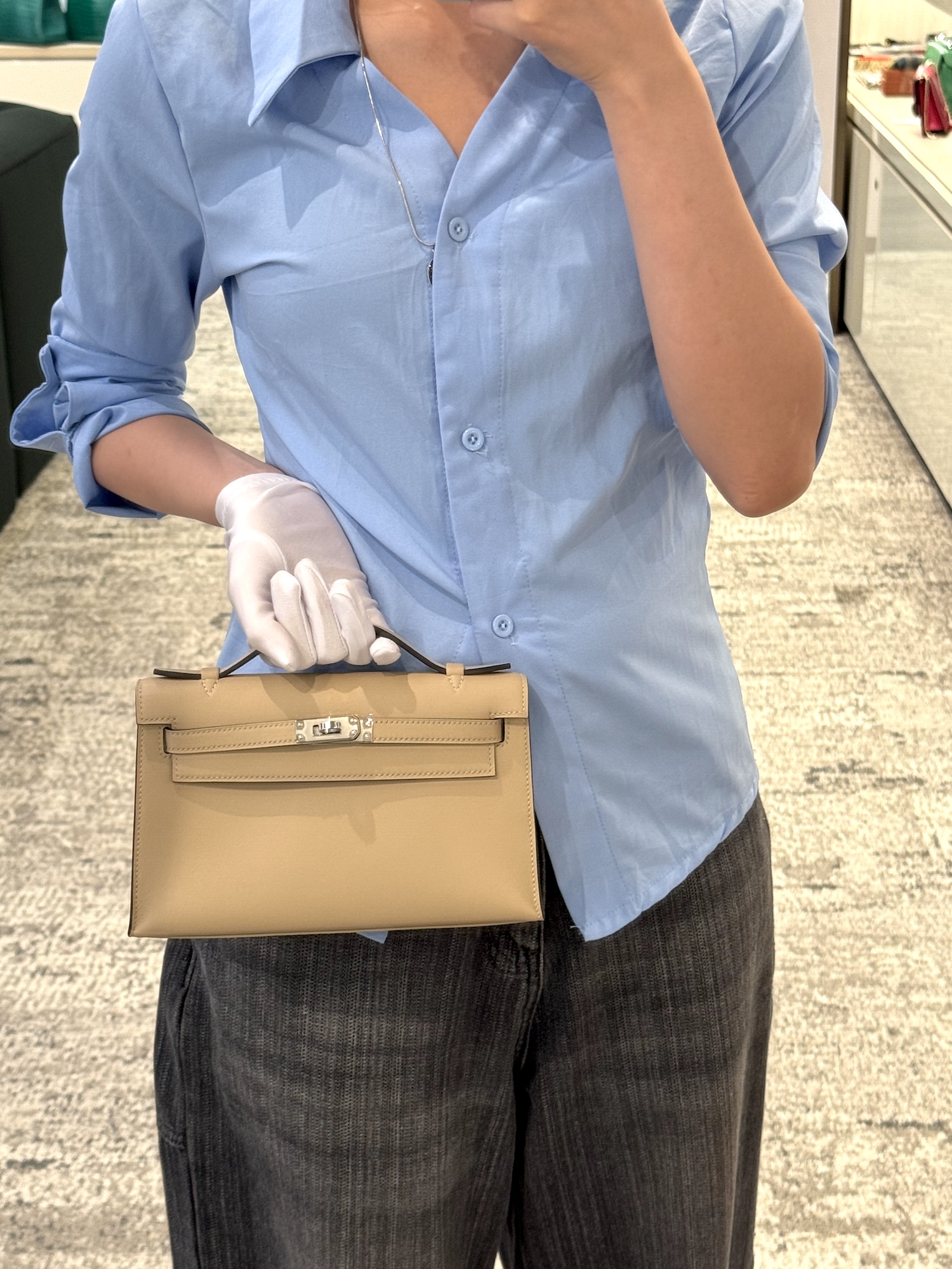 ランク N 新品 HERMÈS エルメス ポシェットケリー トレンチ (S2