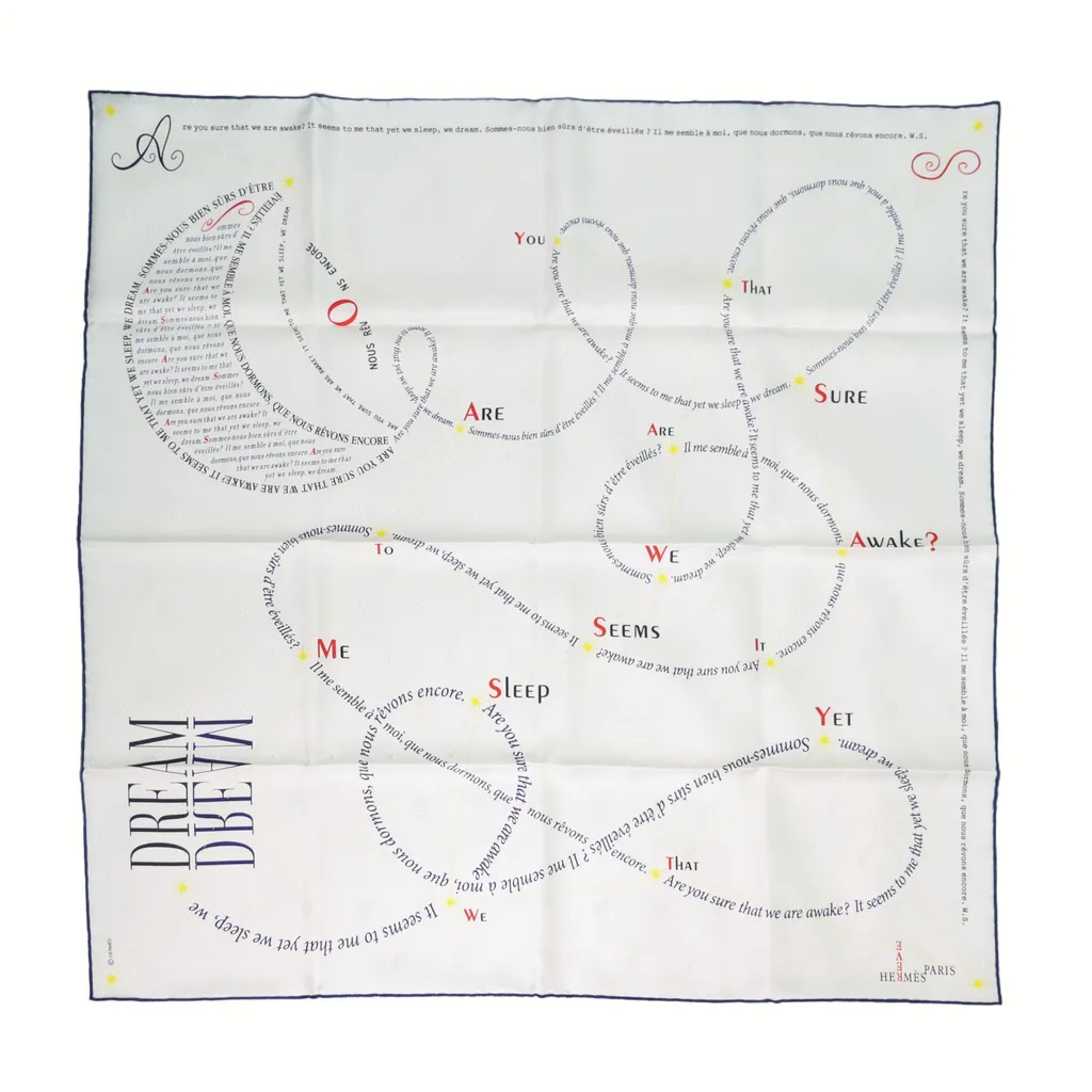 Carre 70 scarf In Pursuit of Dreams White