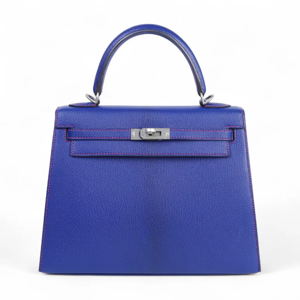 Kelly 25 Sellier Bleu Electrique (7T) Bougainvillea (A5) Framboise (90)