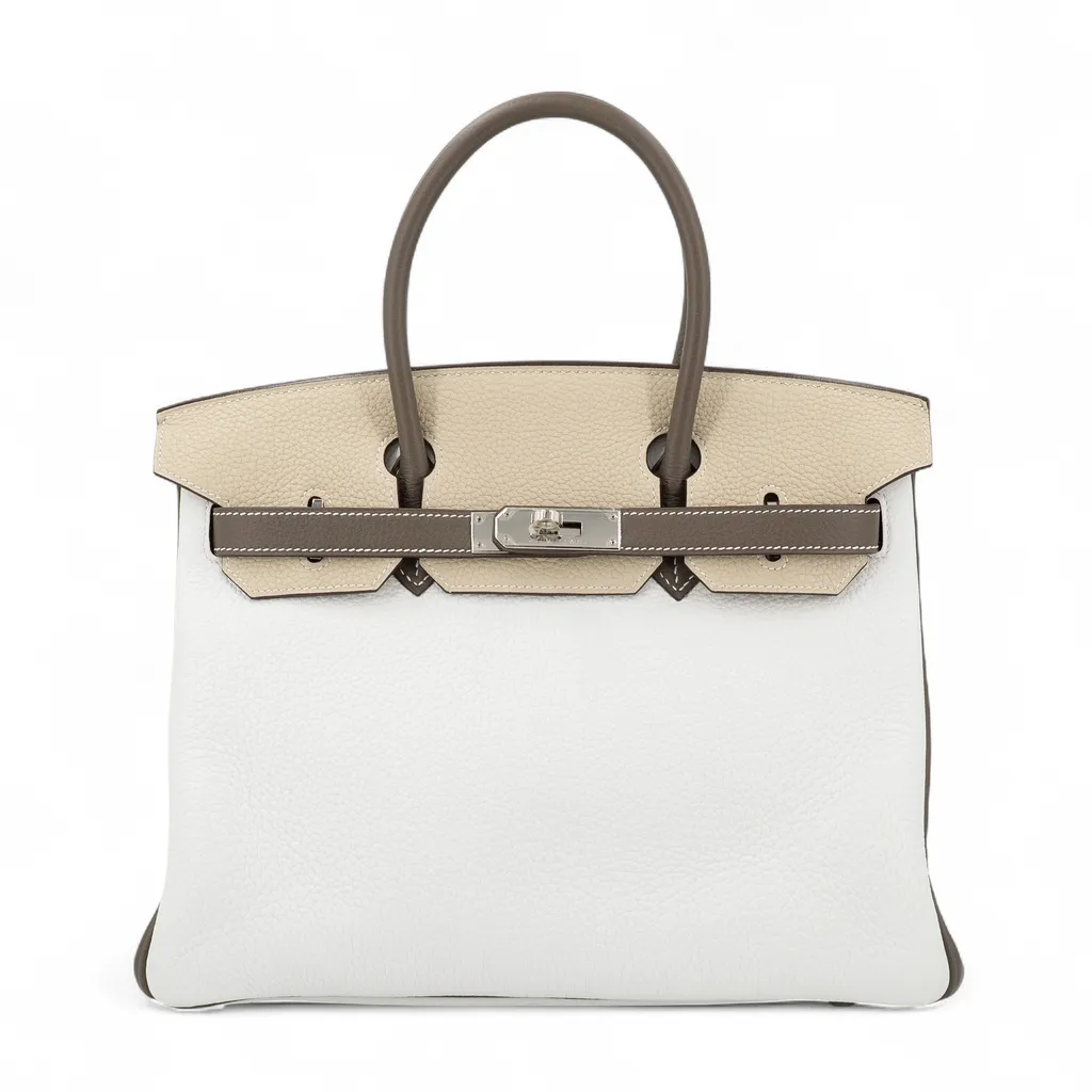 Birkin 30 White (01) Etoupe (18) Parchemin (3C)