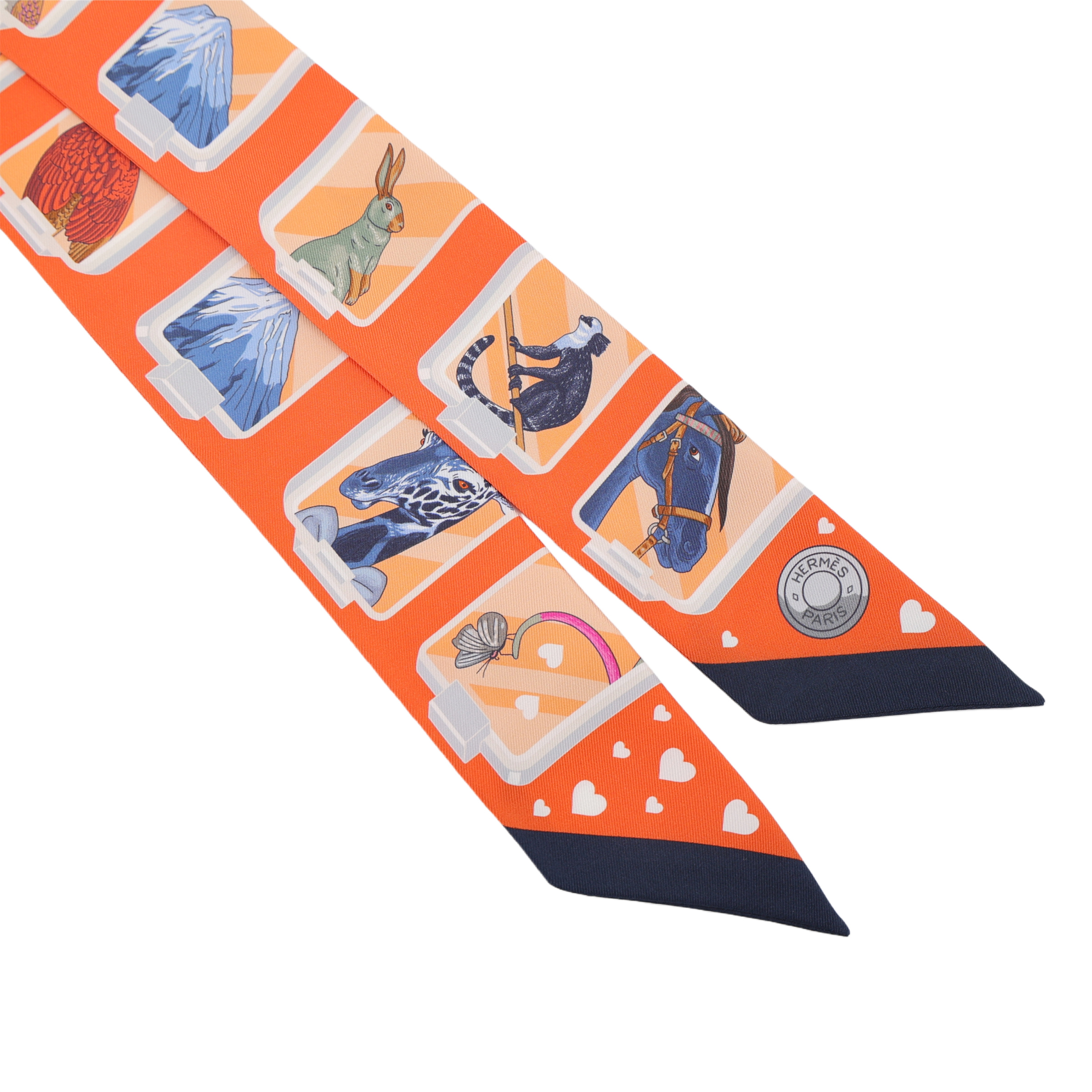 未使用に近い】HERMES エルメス ツイリー 馬着 2022AW オレンジ 未使用