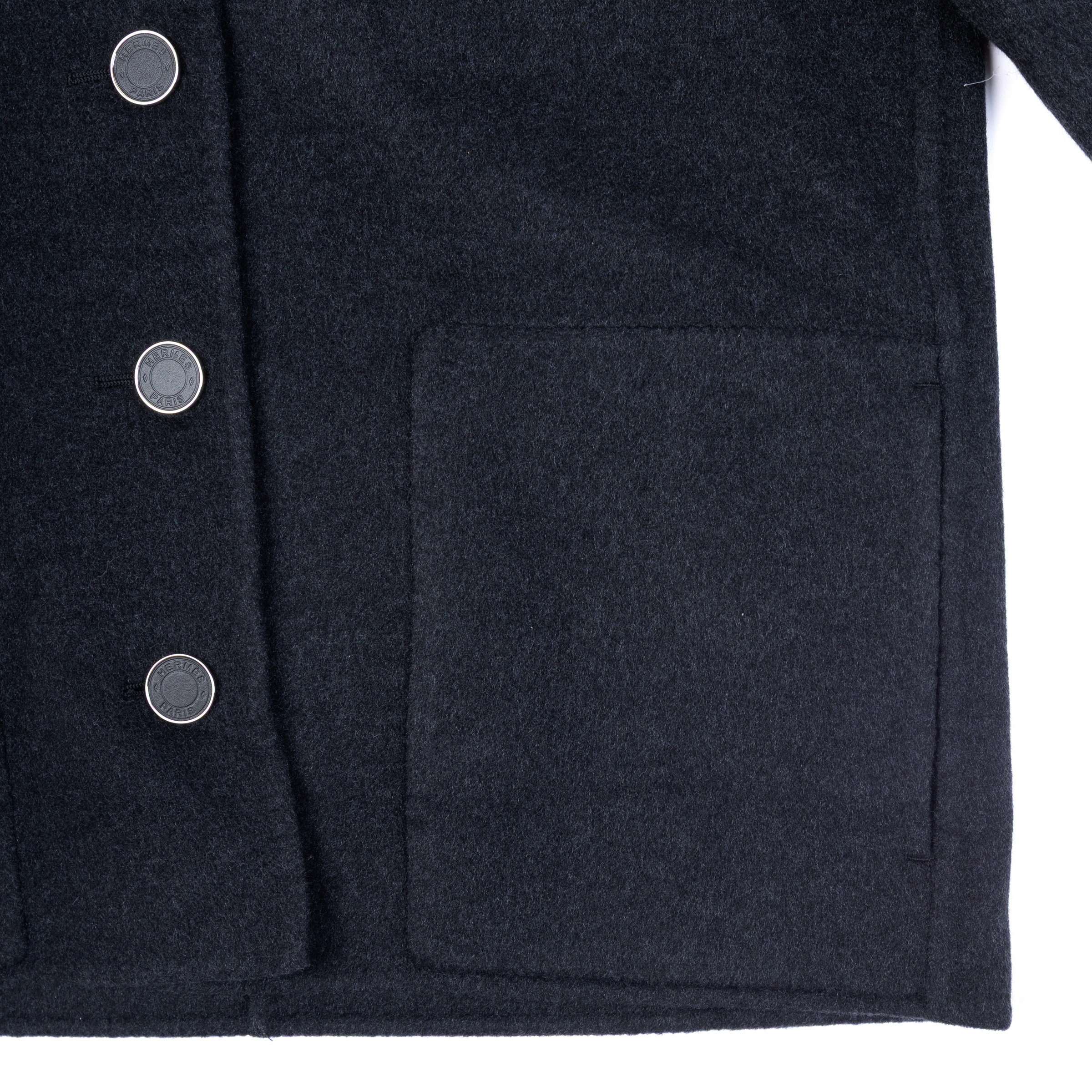 未使用　HERMÈS エルメス　ウールフランネル ジャケット　シルク裏地　仕立て ランク NS 未使用品 HERMÈS エルメス ジャケット セリエボタン