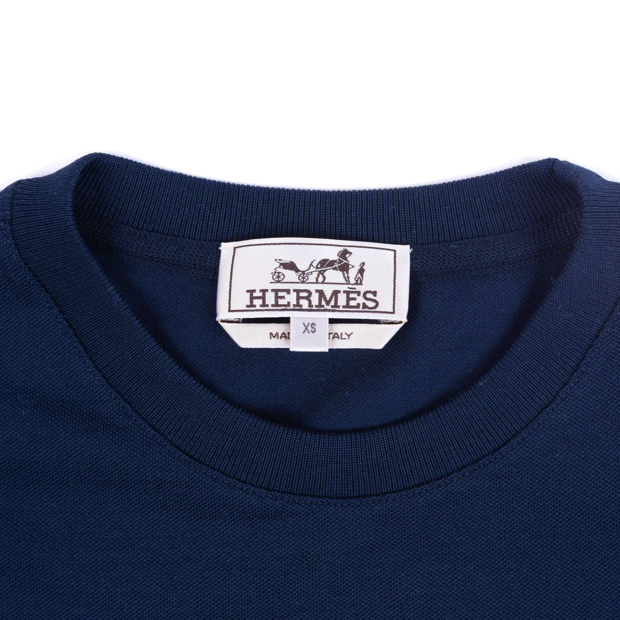 ランク NS 未使用品 HERMÈS エルメス Tシャツ H刺繍 ネイビー コットン