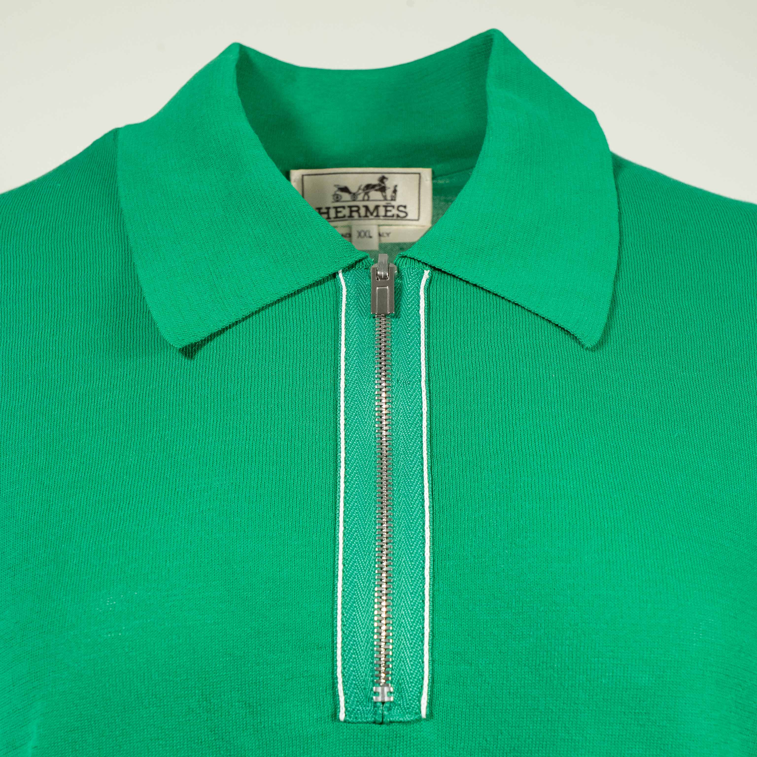 ランク NS 未使用品 HERMÈS エルメス ポロ・コル・ジップ グリーン