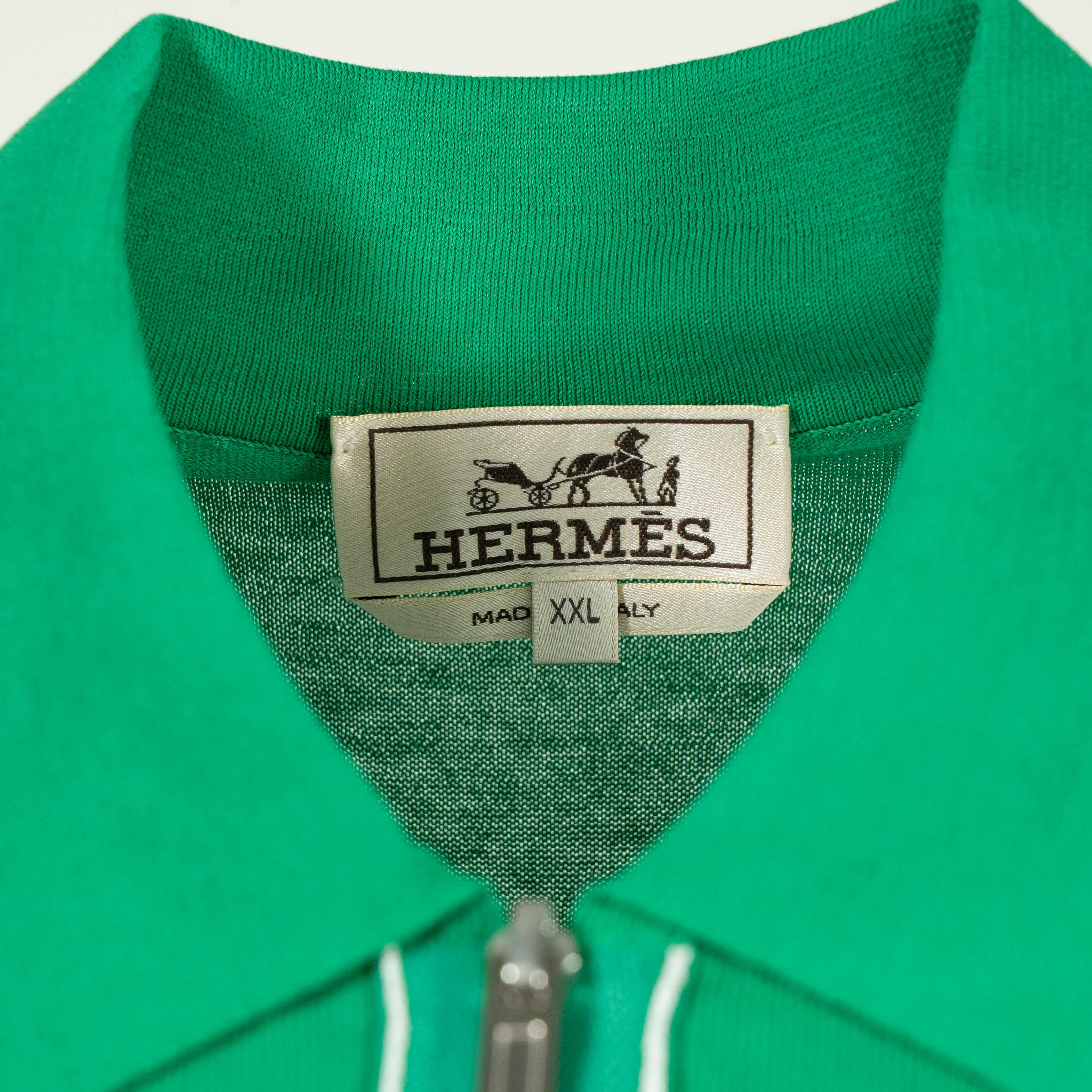 ランク NS 未使用品 HERMÈS エルメス ポロ・コル・ジップ グリーン