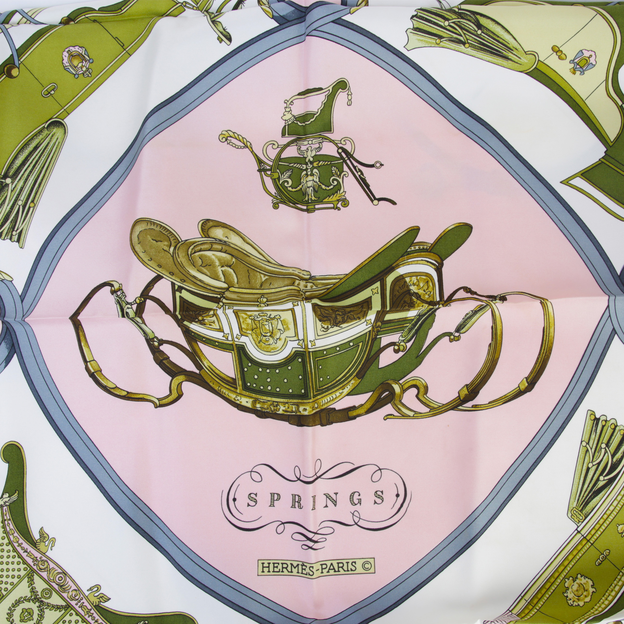 ランク AB HERMÈS エルメス カレ90 スプリングス マルチカラー ピンク