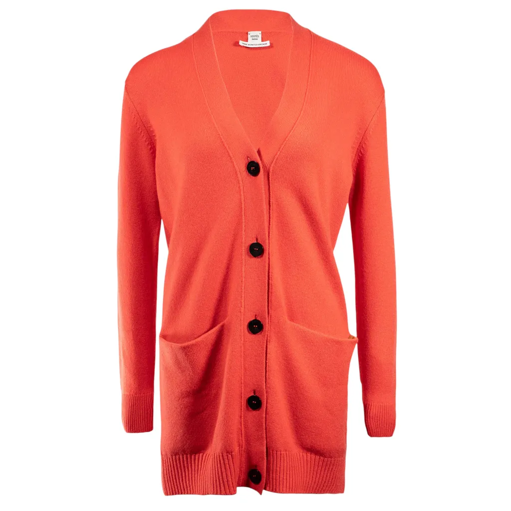Vネック ニットカーディガン オレンジ
