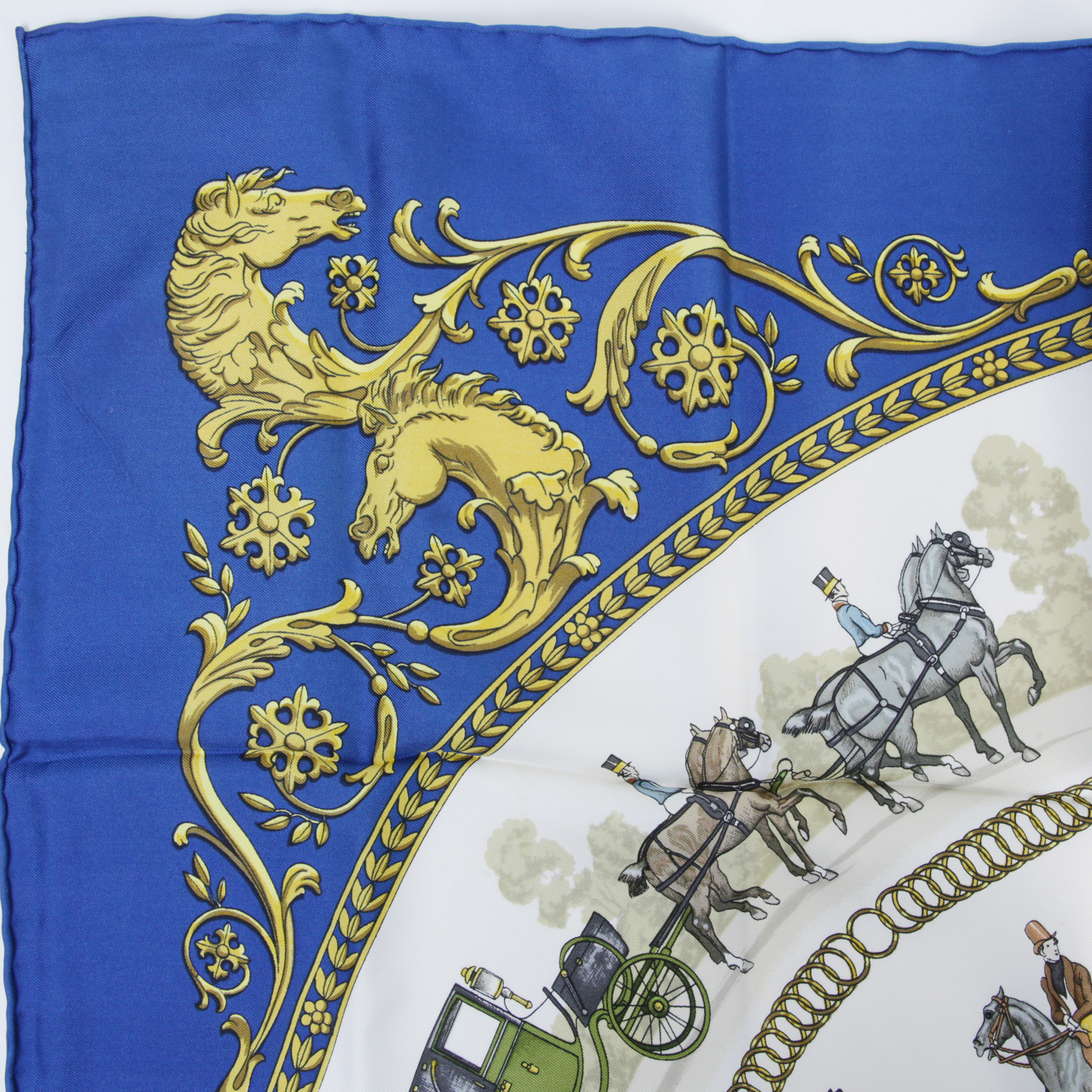 ランク AB HERMÈS エルメス カレ90 ロンシャンへの散歩 マルチカラー