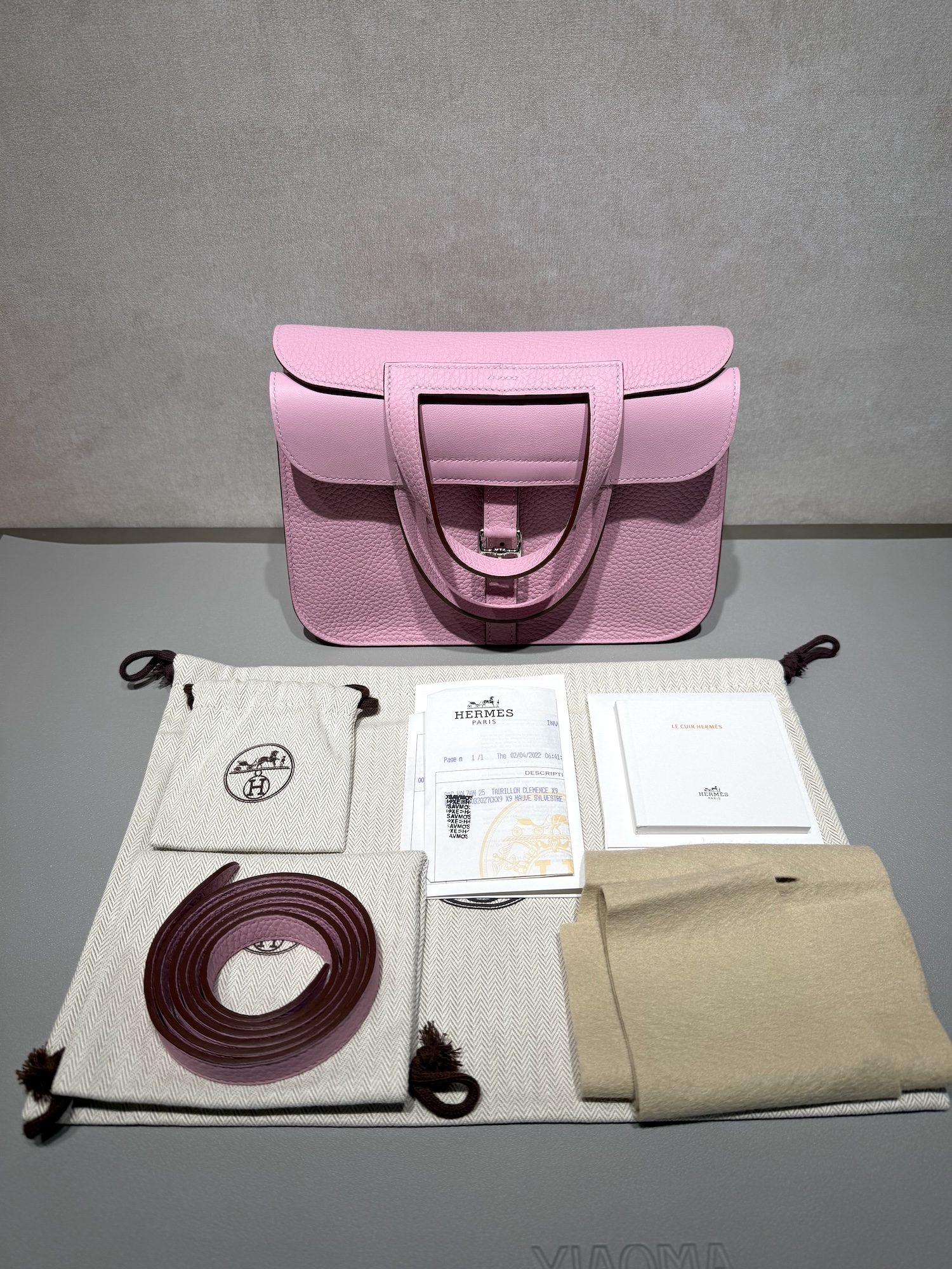 Unused ( Rank NS ) HERMÈS Halzan 25 Mauve Sylvestre (X9) Clemence