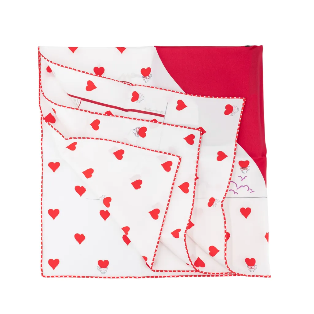 Carre 70 scarf Tea Time Red White