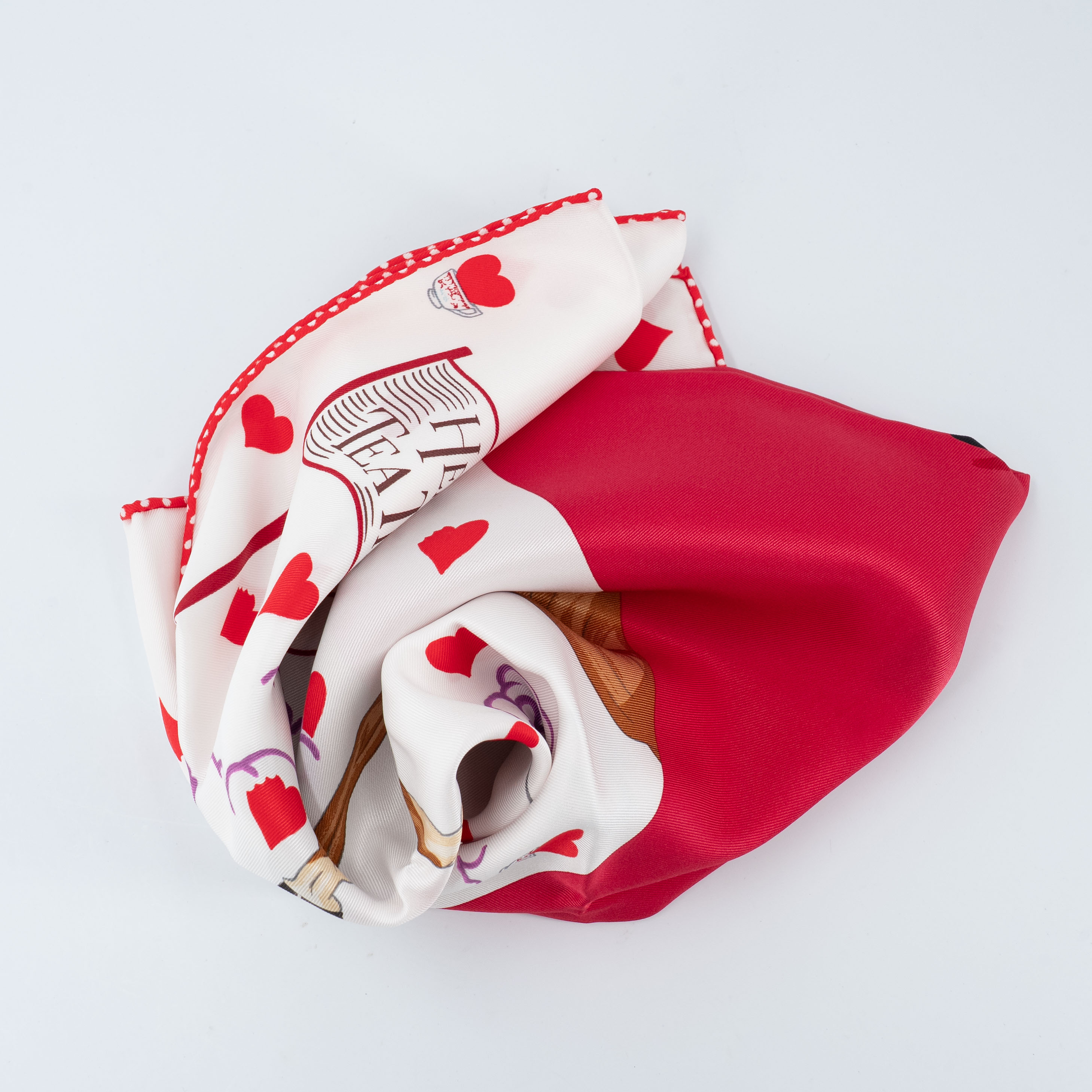 ランク N 新品 HERMÈS エルメス カレ70 ティータイム レッド ホワイト