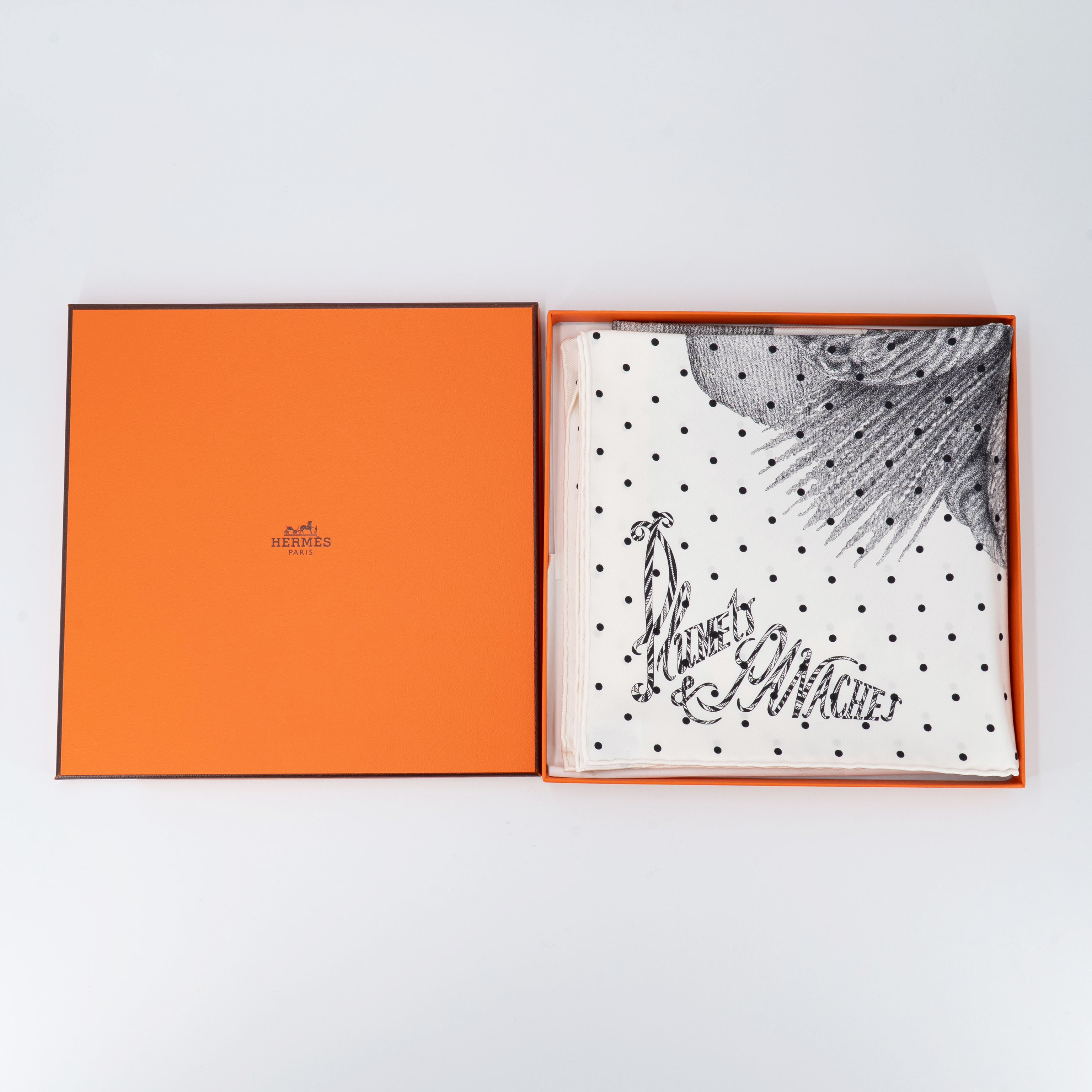 ランク N 新品 HERMÈS エルメス カレ90 羽根と羽飾り ブラック