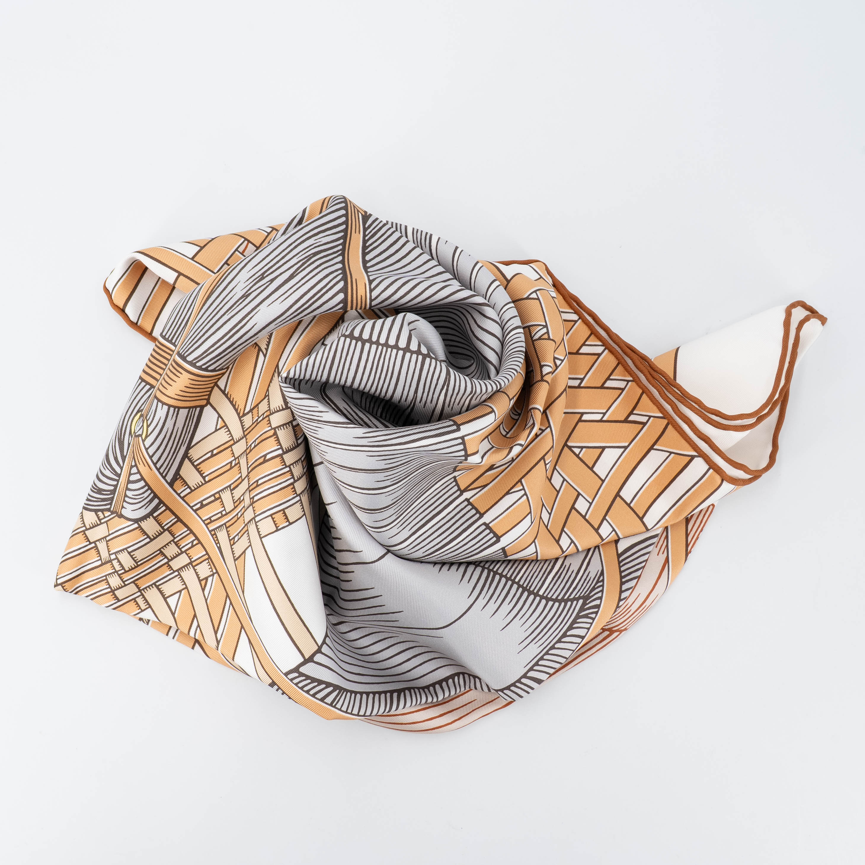 ランク N 新品 HERMÈS エルメス カレ90 マサン マサン イエロー シルク