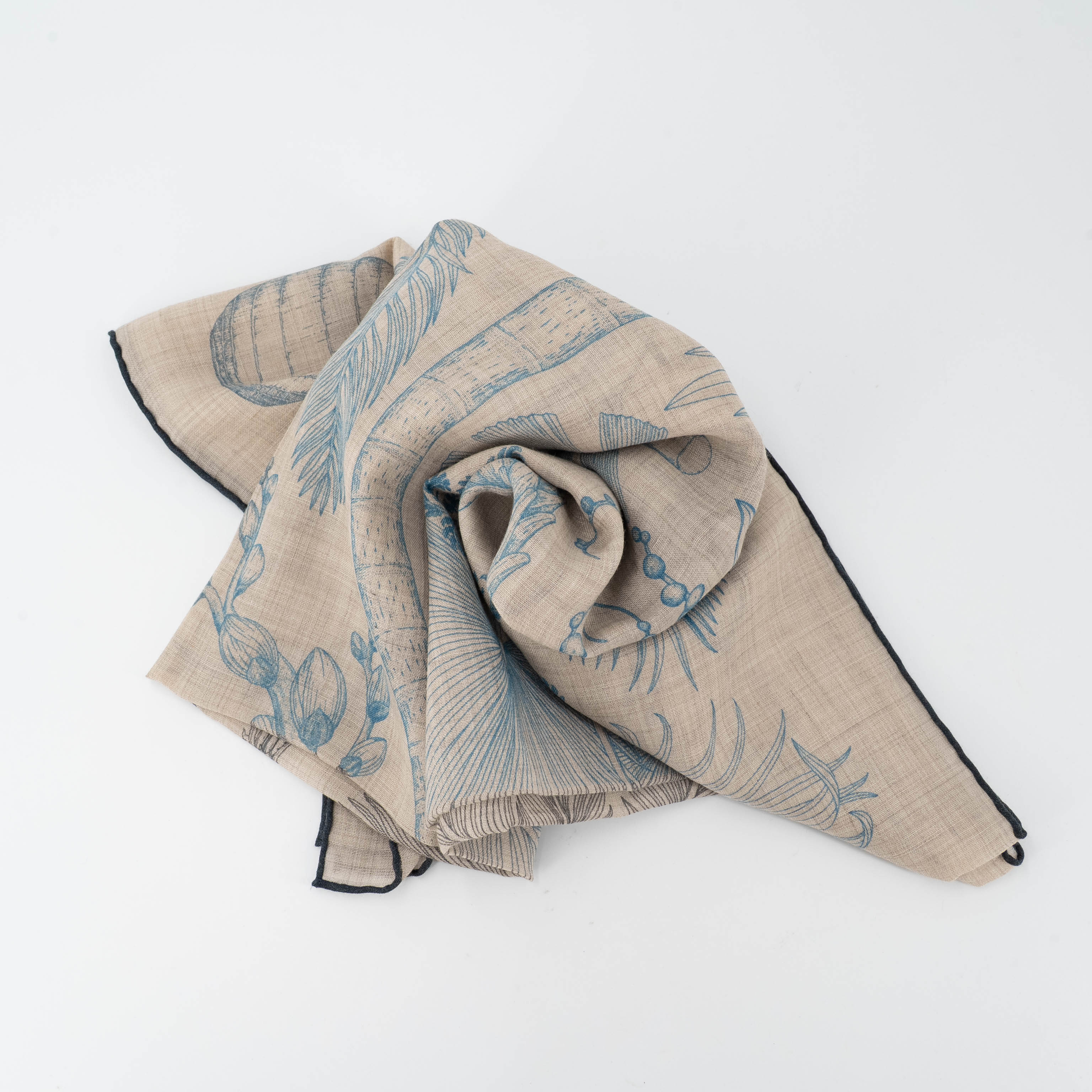 ランク N 新品 HERMÈS エルメス カレ90 ヤシの目録 ブラウン ブルー