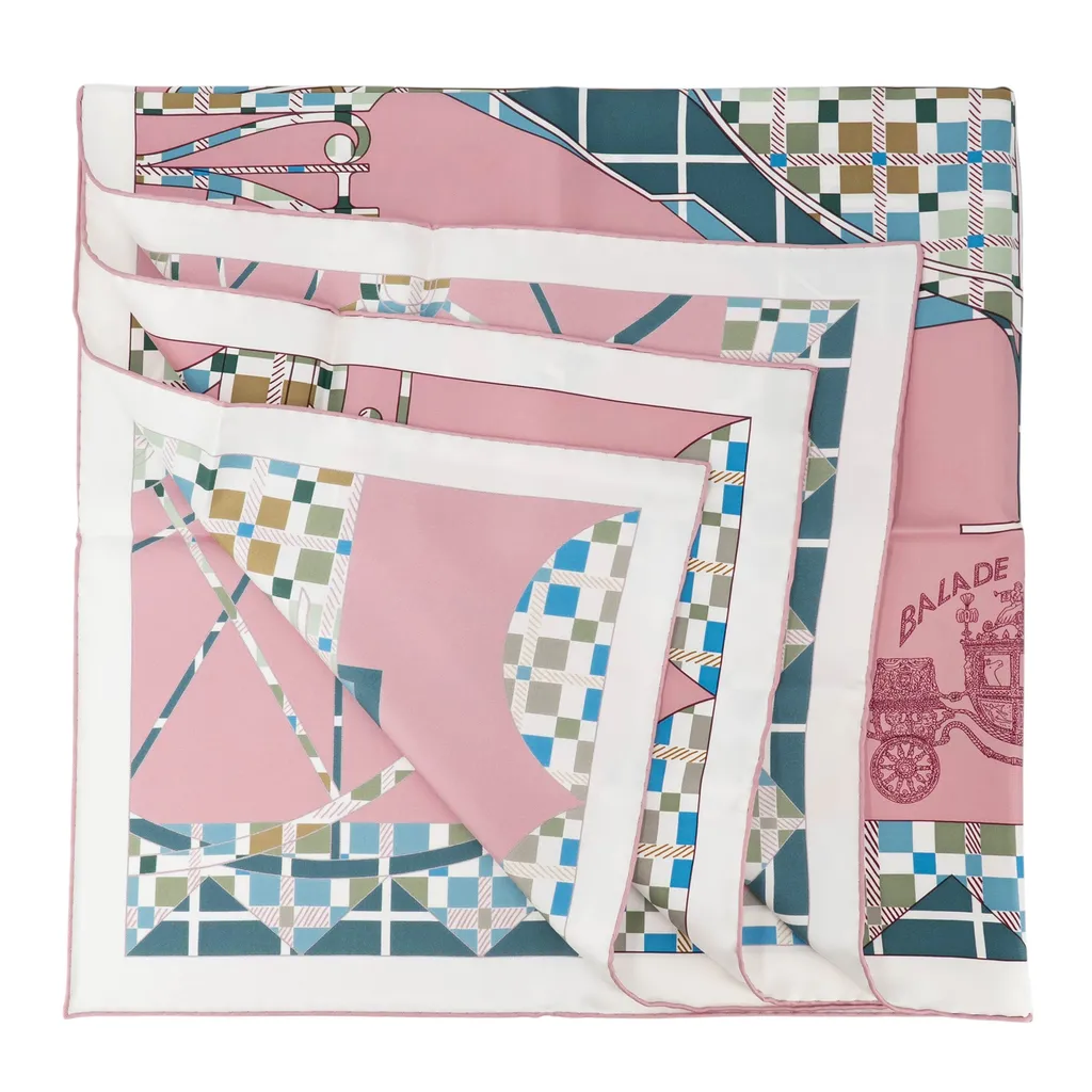 ランク N 新品 HERMÈS エルメス カレ90 タグ解れあり ピンク シルク