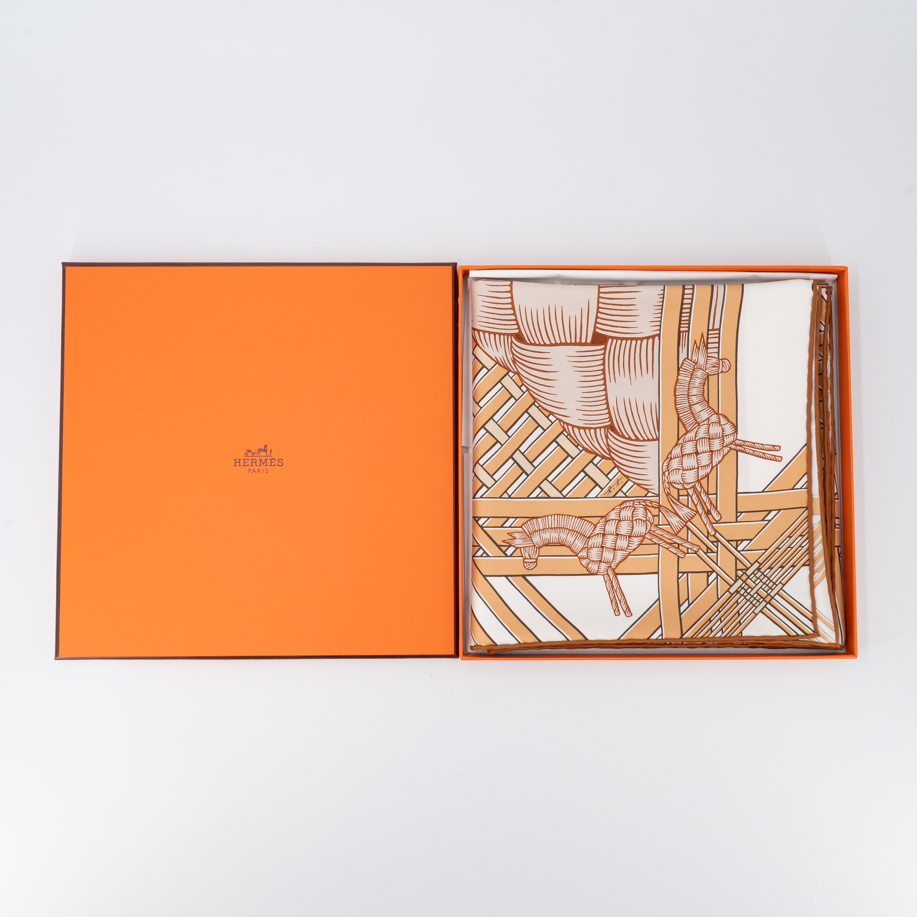 ランク N 新品 HERMÈS エルメス カレ90 マサン マサン イエロー シルク