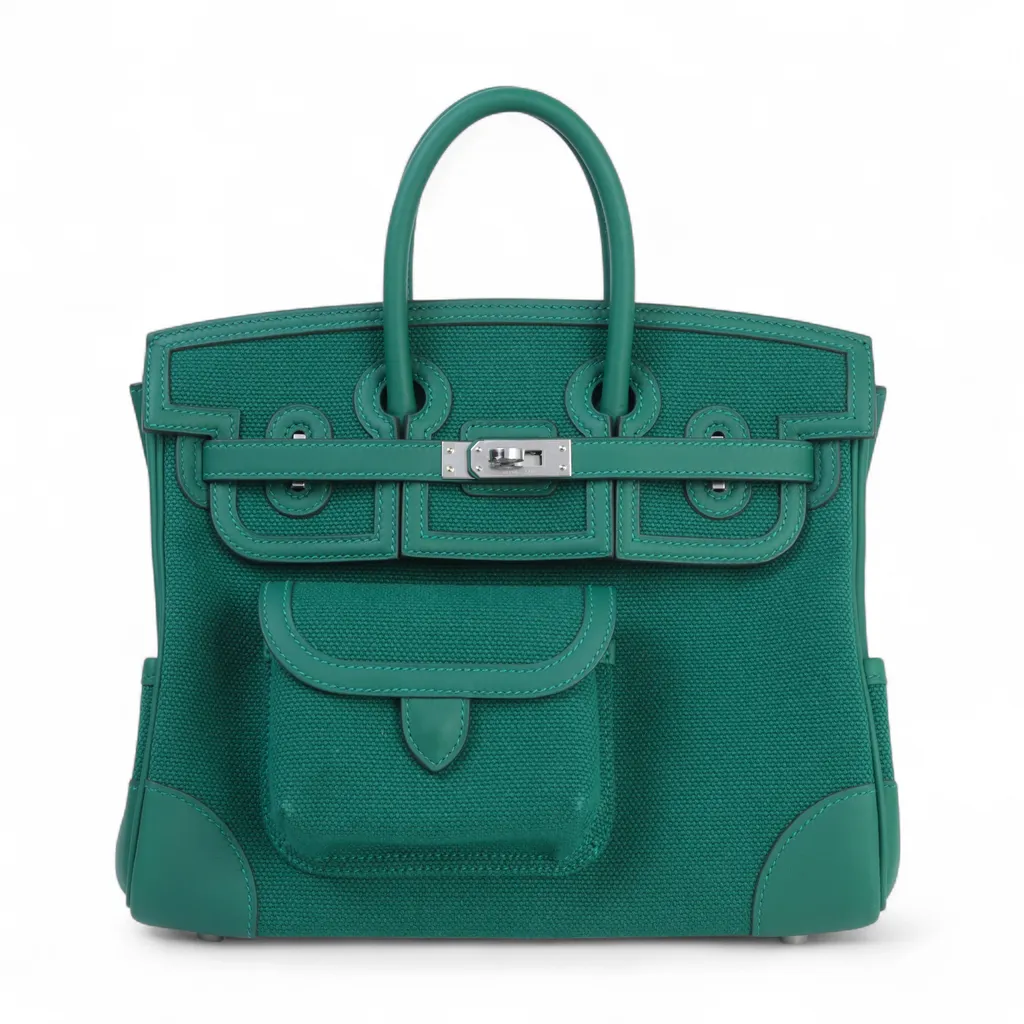 Brand New ( Rank N ) HERMÈS Birkin Cargo 25 Vert Moyen (65) Swift