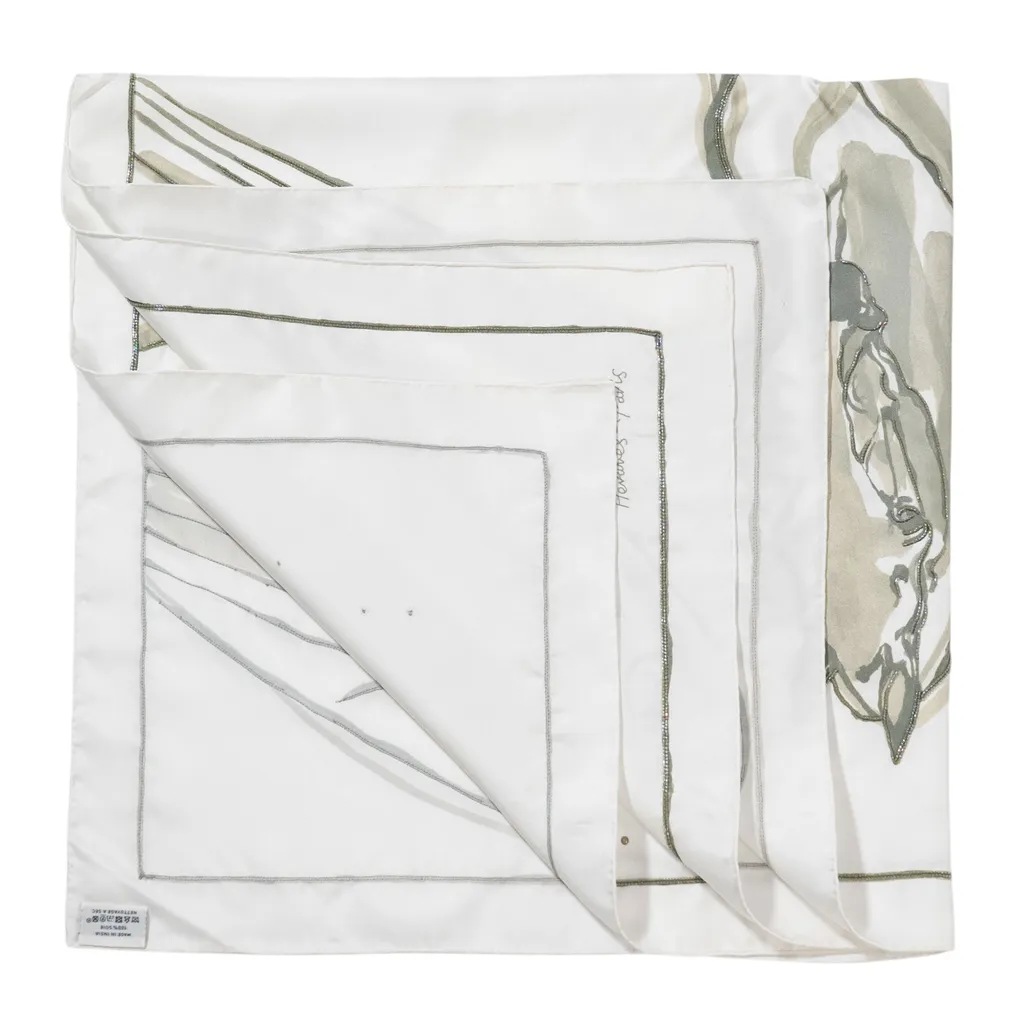 Carre 140 方巾 Libre Comme Pegase 白色 灰色