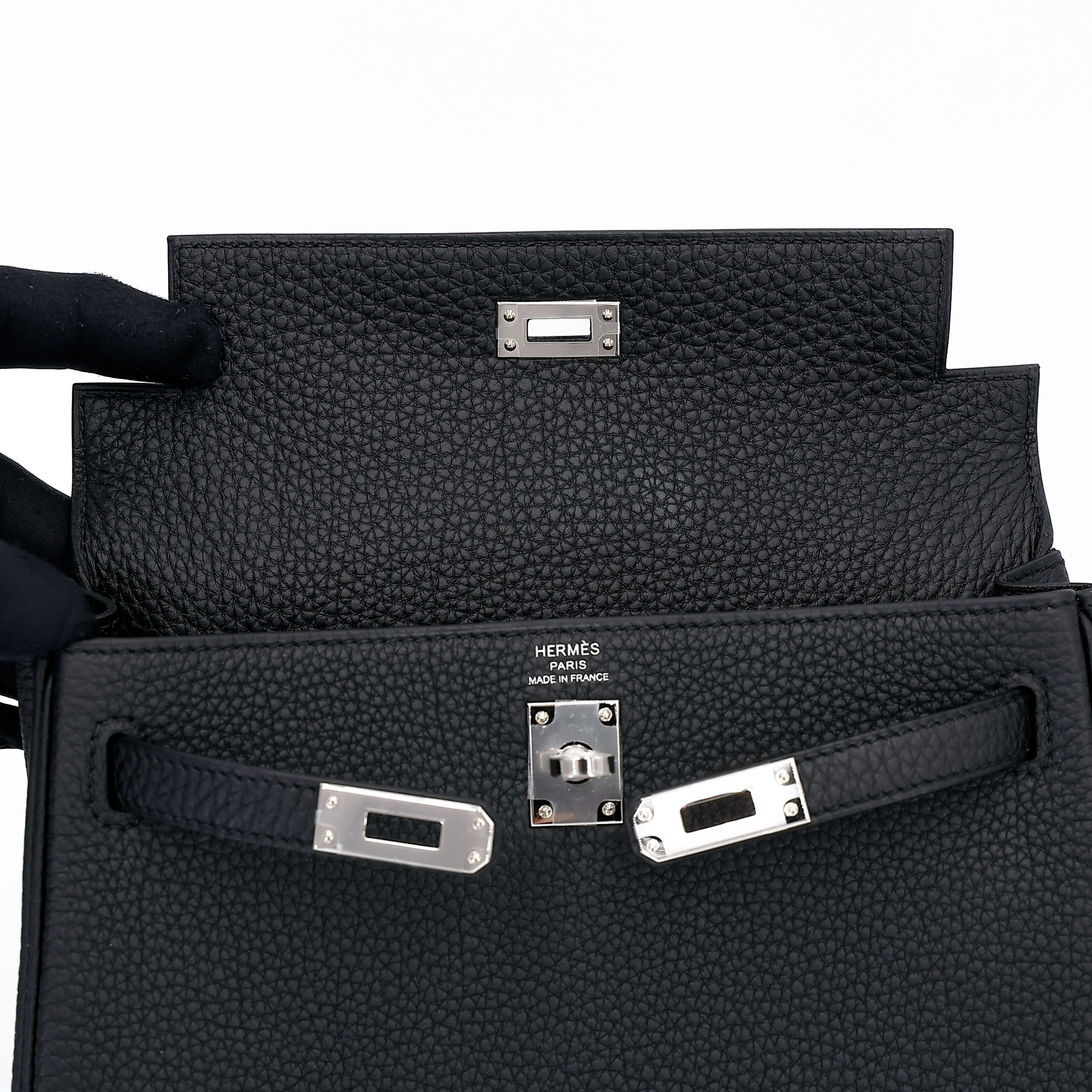 ランク N 新品 HERMÈS エルメス ケリー25 ブラック (89) トゴ シルバー