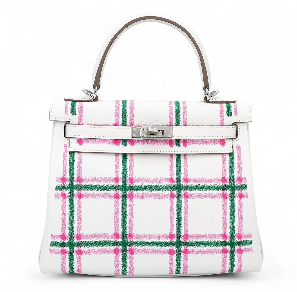 Kelly 25 Tartan Gris Pale (M4) Rose Bubblegum (L4) Vert Moyen (65)