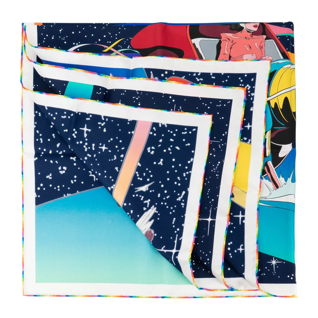 Carre 90 方巾 Space Derby 藍色