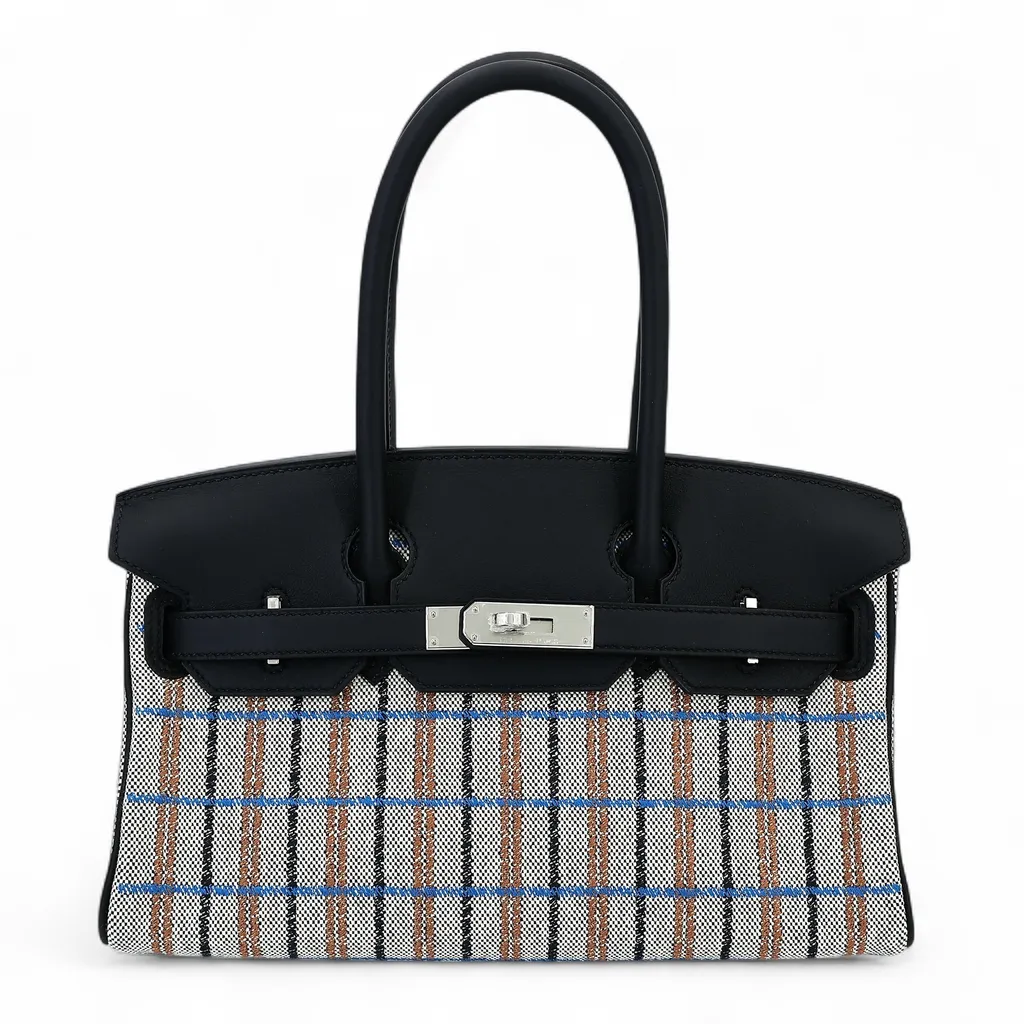 Birkin Shoulder Light 29 Ecru Noir (89) Bleu Zanzibar (B3)