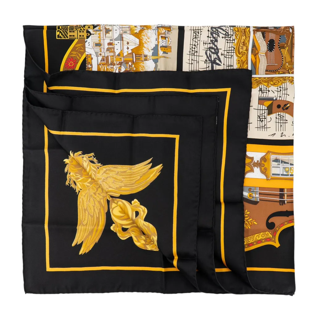 Carre 90 方巾 Salzburg 黑色 黄色