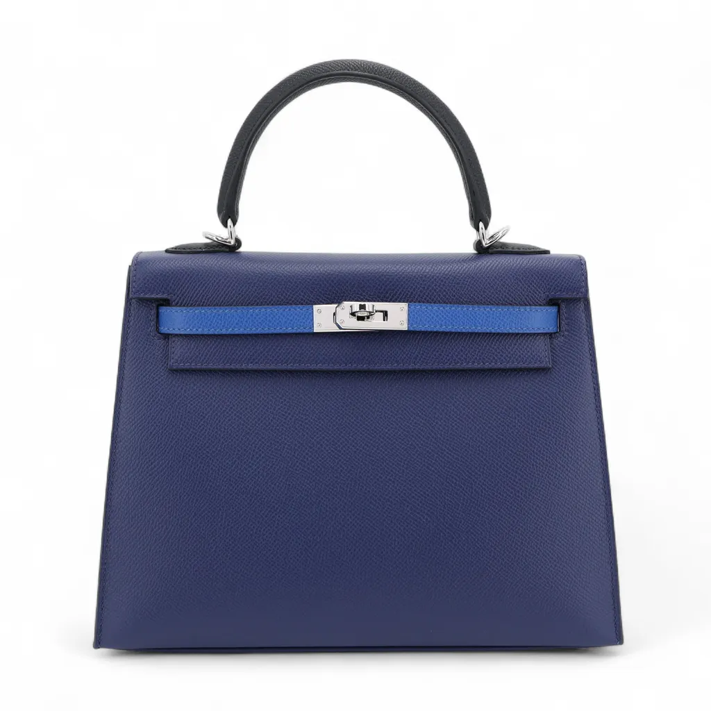 Kelly 25 Sellier Bleu Saphir (73) Bleu France (71) Noir (89)