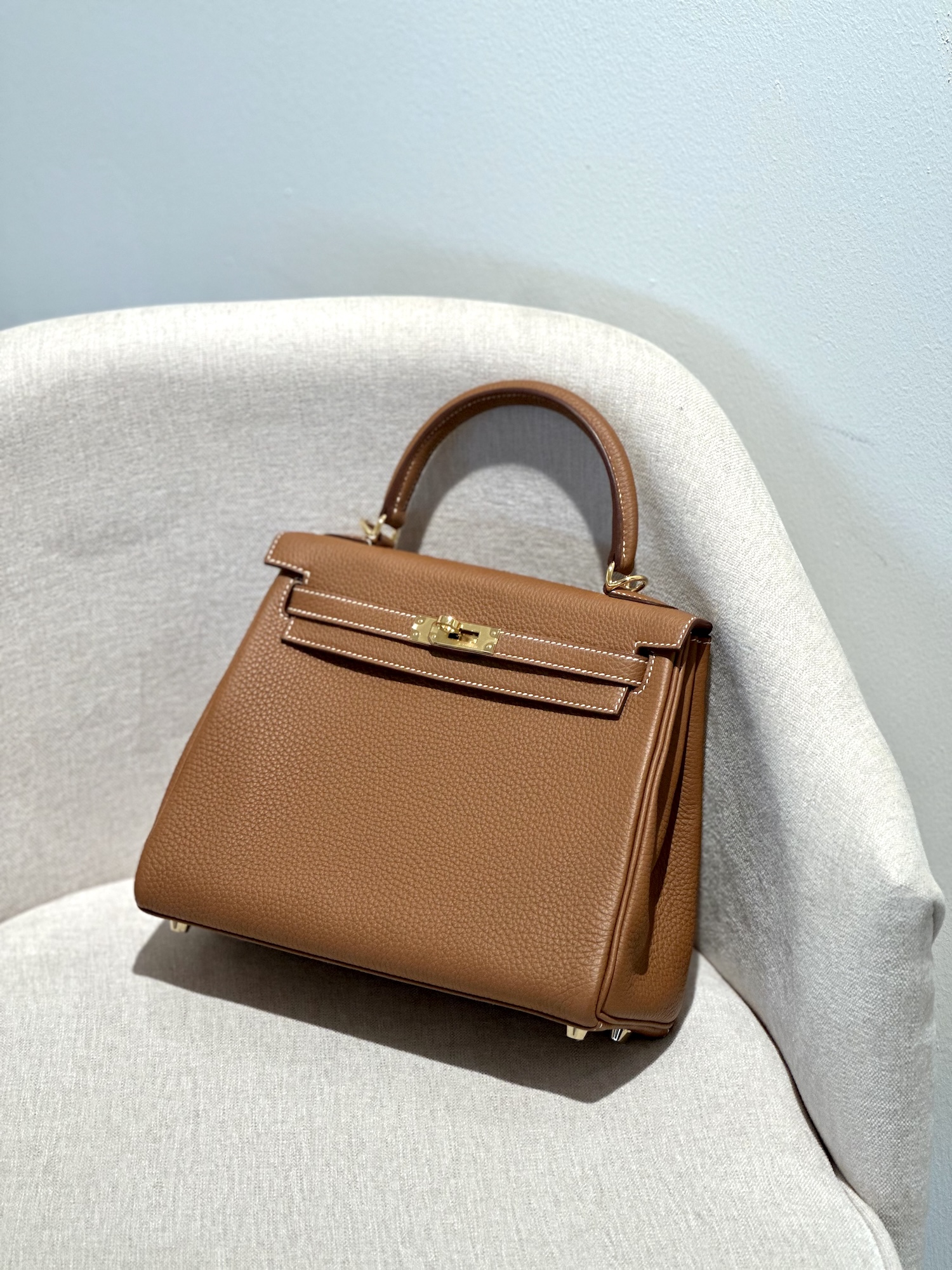 ランク SA HERMÈS エルメス ケリー25 ゴールド (37) トゴ ゴールド金具