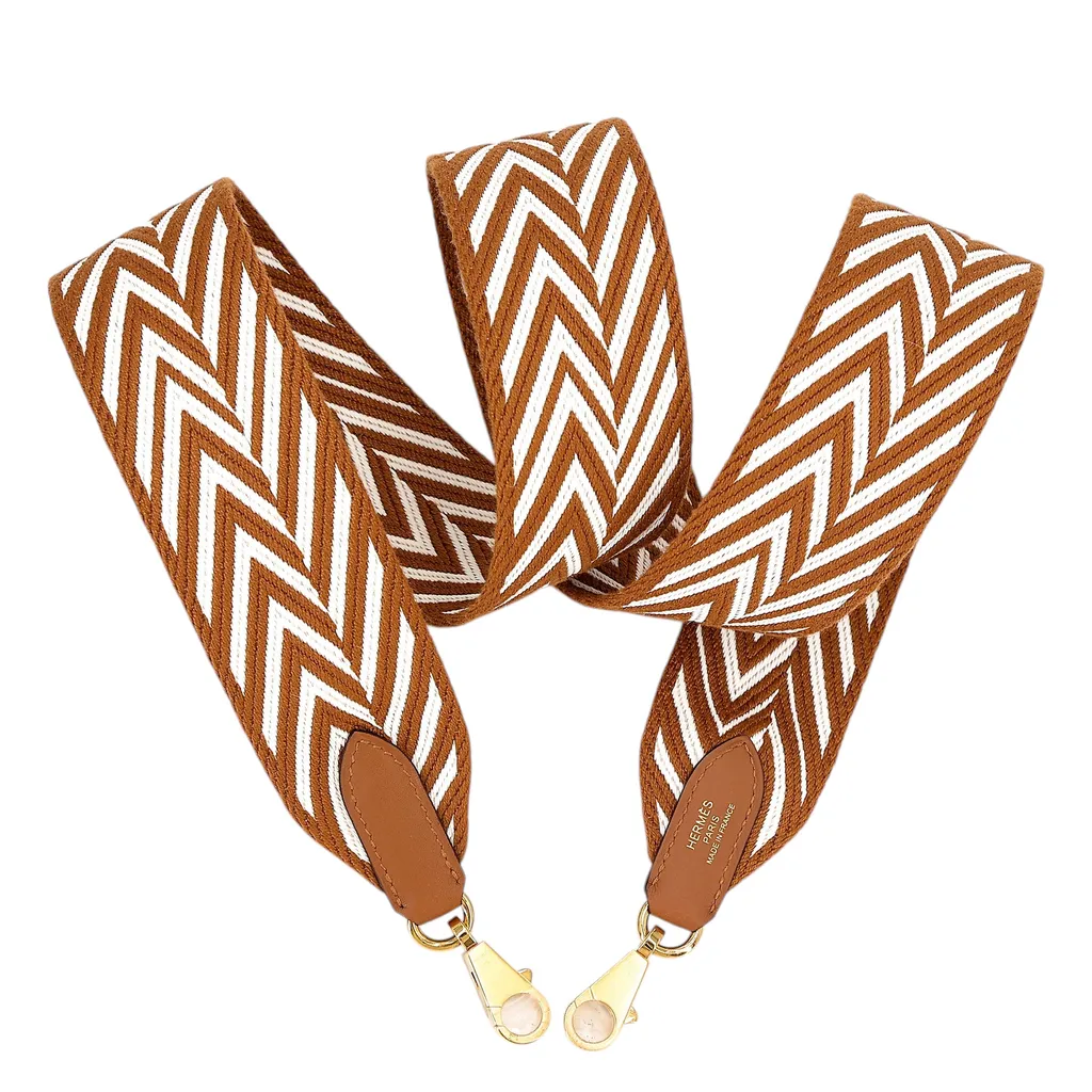 Bandouliere Sangle Zigzag 50mm 110cm Gold (37) White (01)