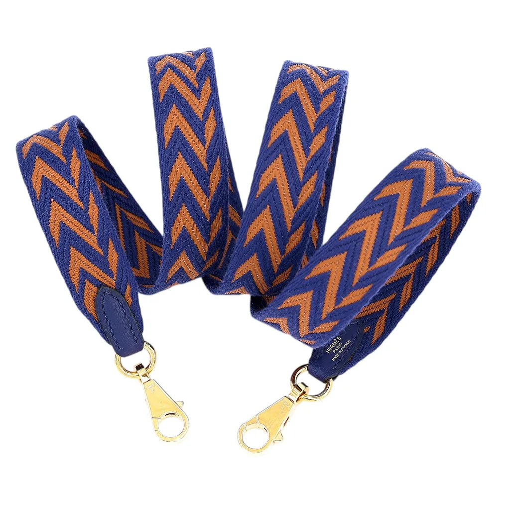 Bandouliere Sangle Zigzag 110cm Deep Blue (S4) Caramel (28)