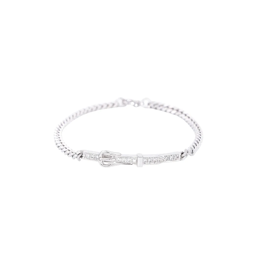 Bracelet Etriviere Gourmette 15 White Gold Silver