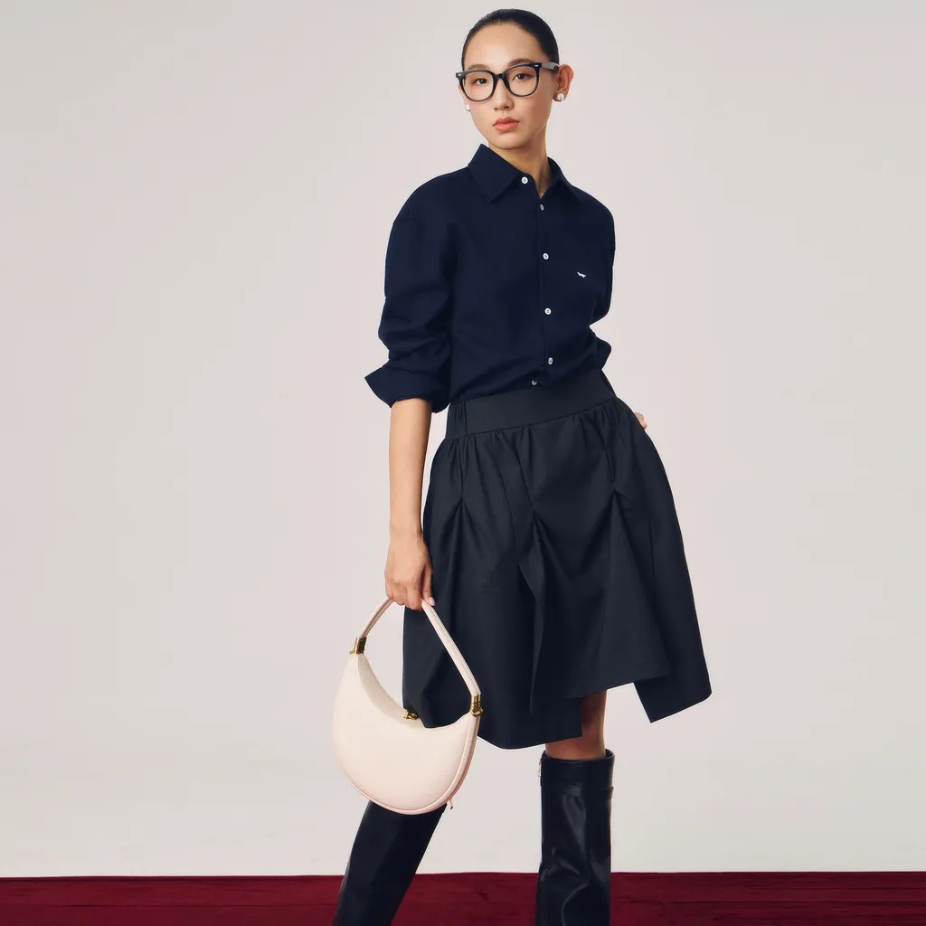 Fleur Noire Wool-Blend Deconstructed Design Elastic-Waist Midi Skirt Size S Dark gray