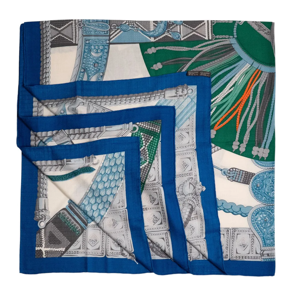Carre 140 Scarf Ceintures et Liens Blue Green White