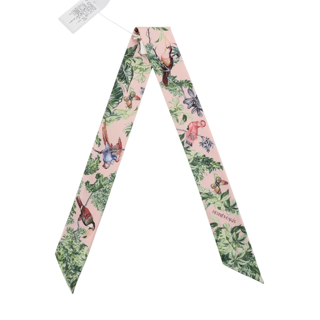 ランク N 新品 HERMÈS エルメス ツイリー 赤道直下 グリーン ピンク