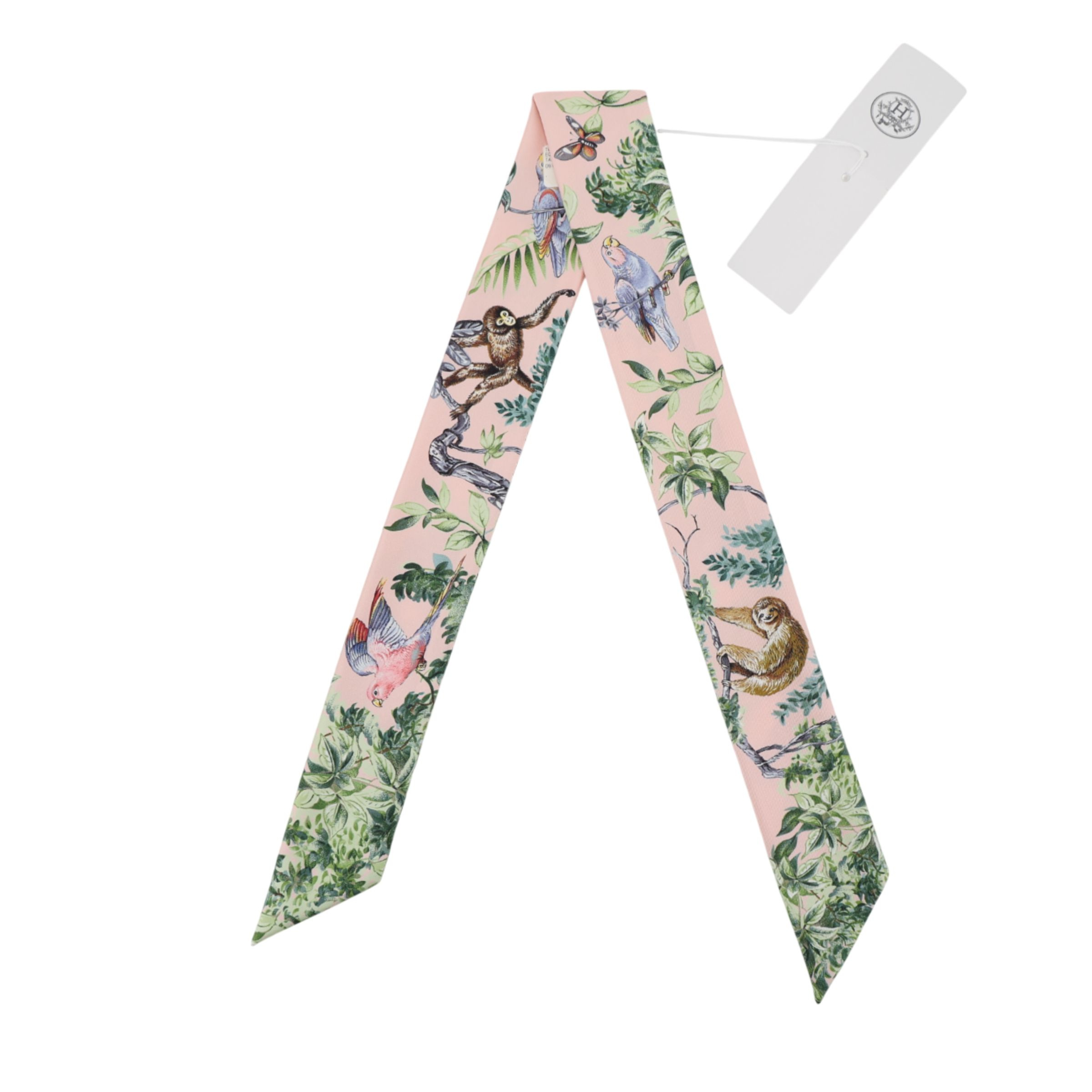 ランク N 新品 HERMÈS エルメス ツイリー 赤道直下 グリーン ピンク