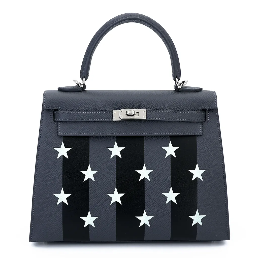 Kelly 25 Sellier Casaque Etoilee Ardoise (85) Noir (89) Vert Peppermint (N3)