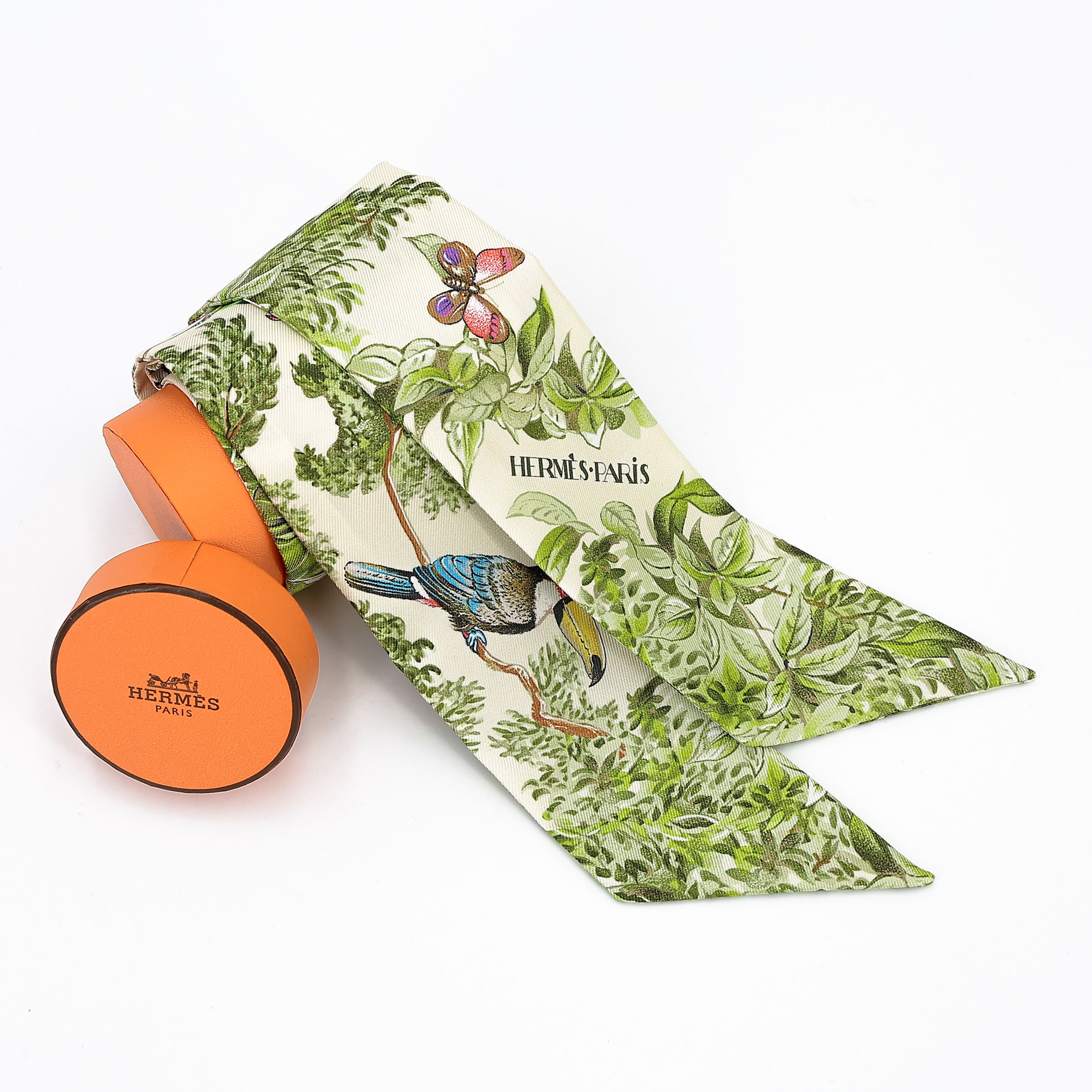 ランク N 新品 HERMÈS エルメス ツイリー 赤道直下 グリーン シルク