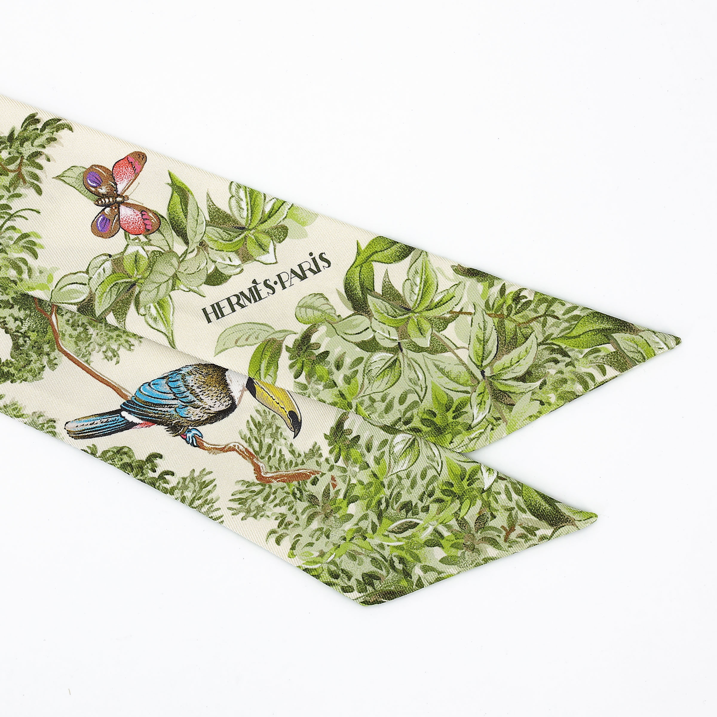 ランク N 新品 HERMÈS エルメス ツイリー 赤道直下 グリーン シルク