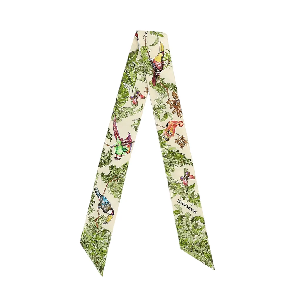 Brand New ( Rank N ) HERMÈS Twilly Equateur Green Silk - GINZA