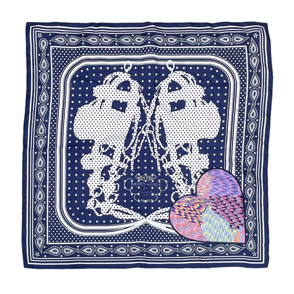 Carre 70 scarf ブリッド・ガラ・バンダナ・ドット Navy