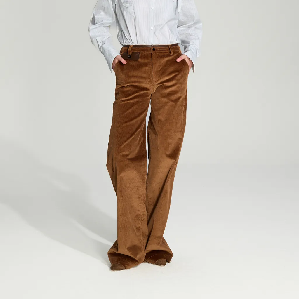BIFU Brown Corduroy Straight-Leg Pants Brown