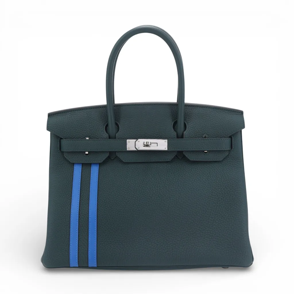 Birkin 30 Officer Bleu Zellige (I7) Vert Cypress (6O)