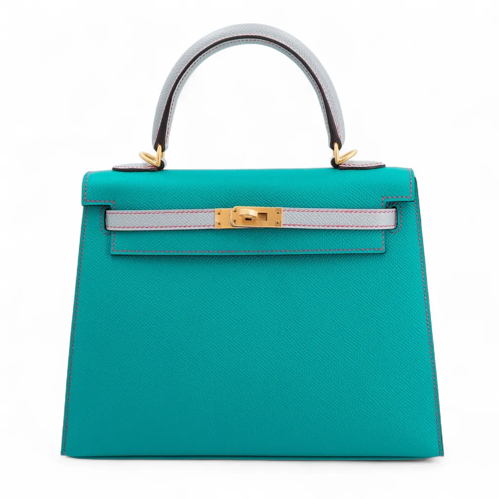 Kelly 25 HSS  Bleu Paon (7F) Gris Mouette (4Z)