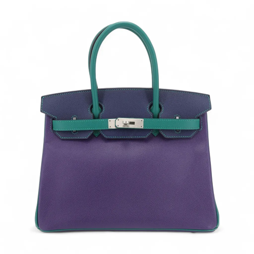Birkin 30 HSS Iris (9K) Malachite (Z6) Bleu Saphir (73)